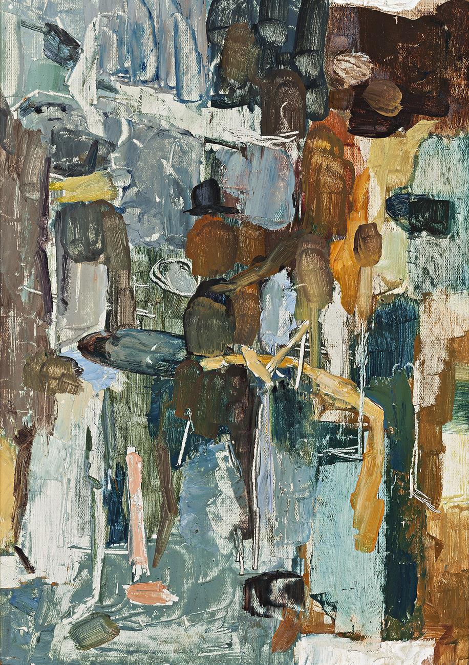 WATERFRONT SERIES, FIGURES IN QUAY LANDSCAPE