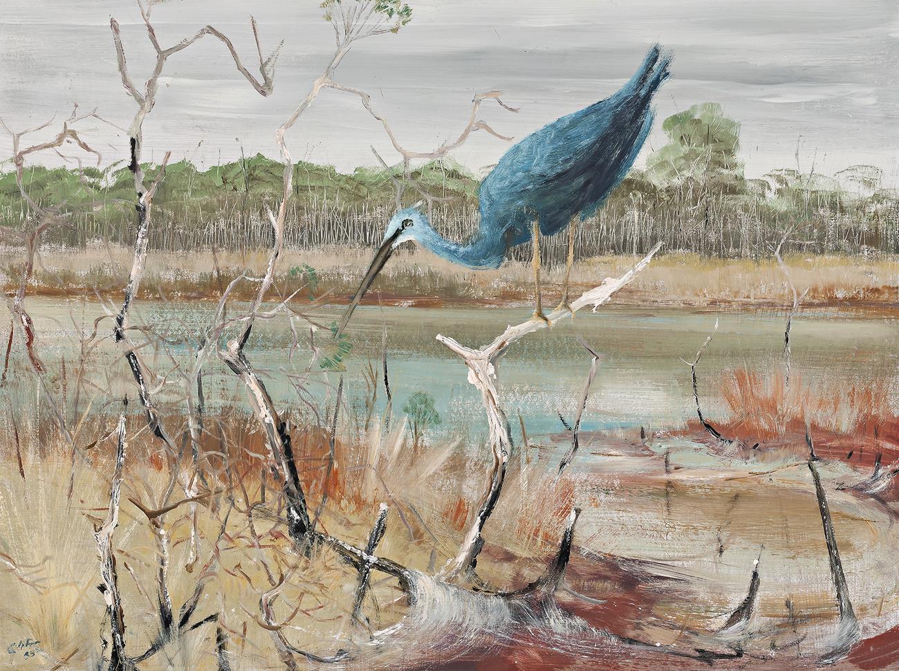WETLANDS WITH BLUE BIRD
