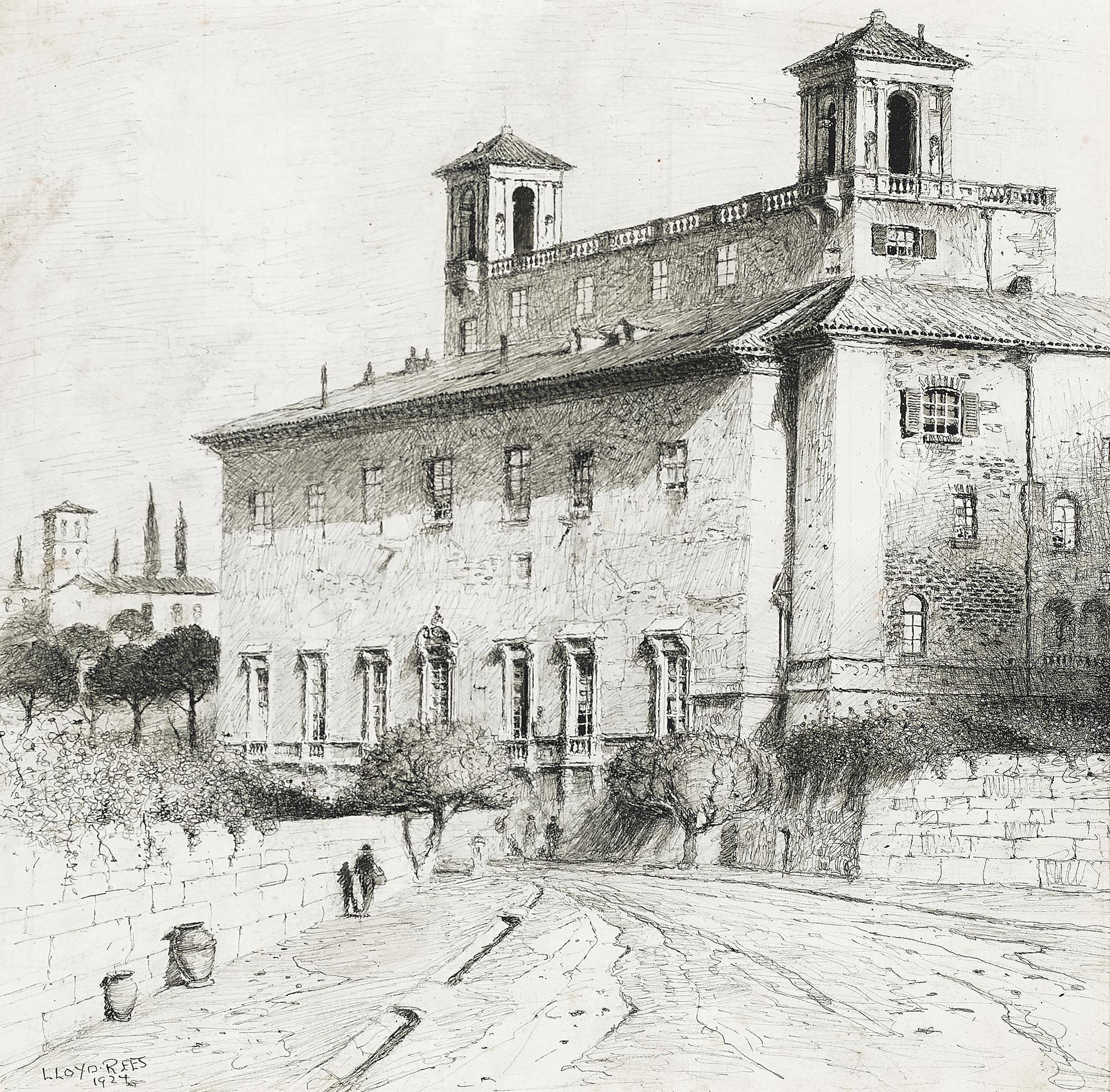 MEDICI PALACE, ROME, 1924 (VERSO: PALACE INTERIOR)