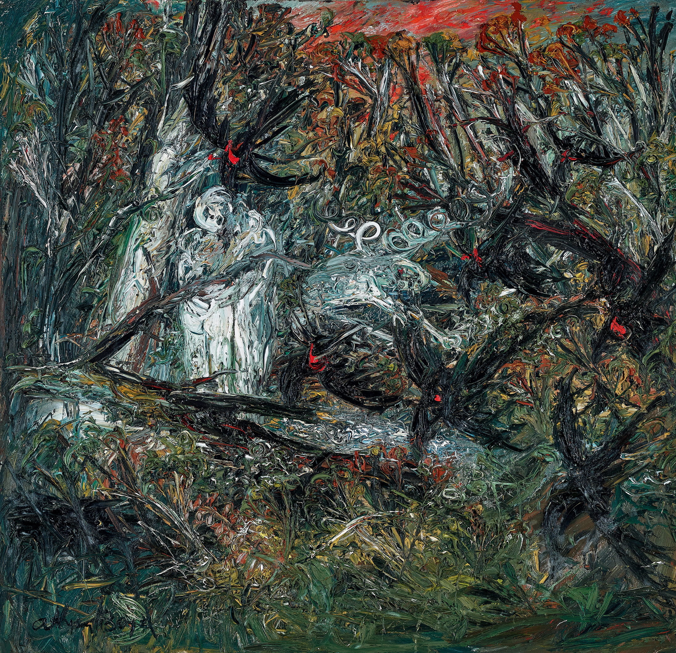 LOVERS IN FOREST WITH BLACKBIRDS AND BEAST