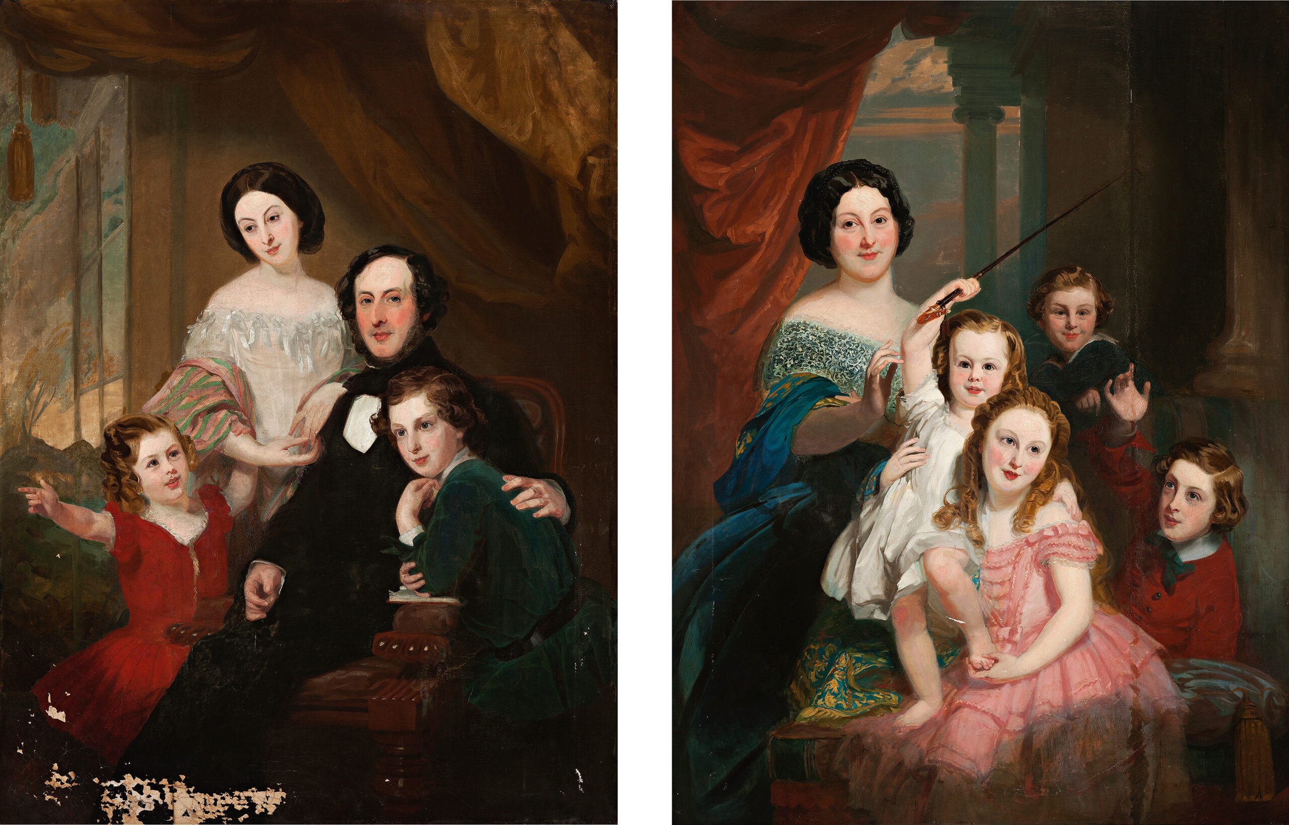 A PAIR OF PORTRAITS OF SAMUEL AND ROSETTA MOSES WITH CHILDREN, HOBART TOWN