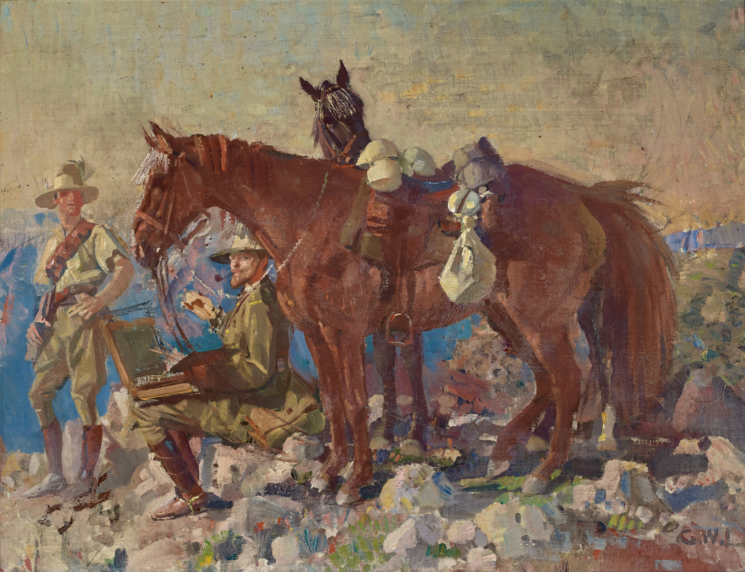 ARTIST AND HIS BATMAN, LIGHT HORSE CALVARY, JERUSALEM HEIGHTS
