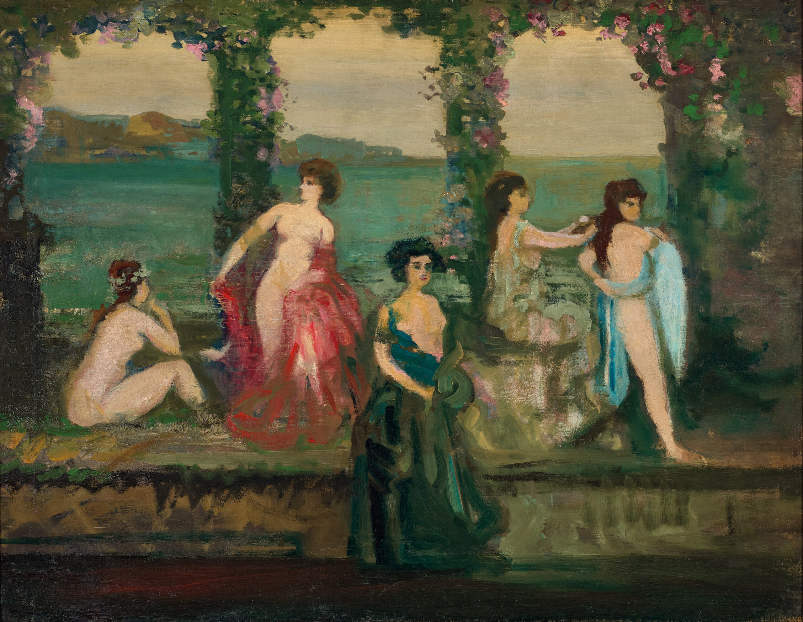 INTERIOR WITH WOMEN BY SEA