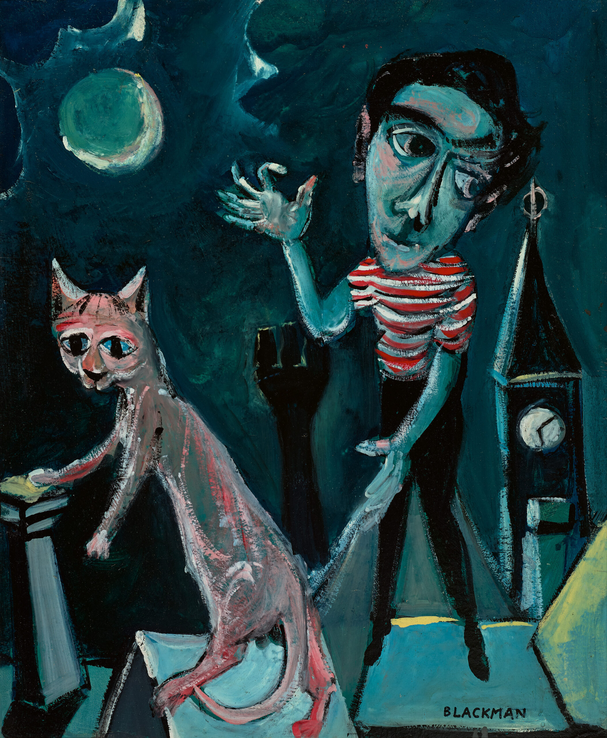 SELF PORTRAIT WITH CAT ON ROOFTOPS