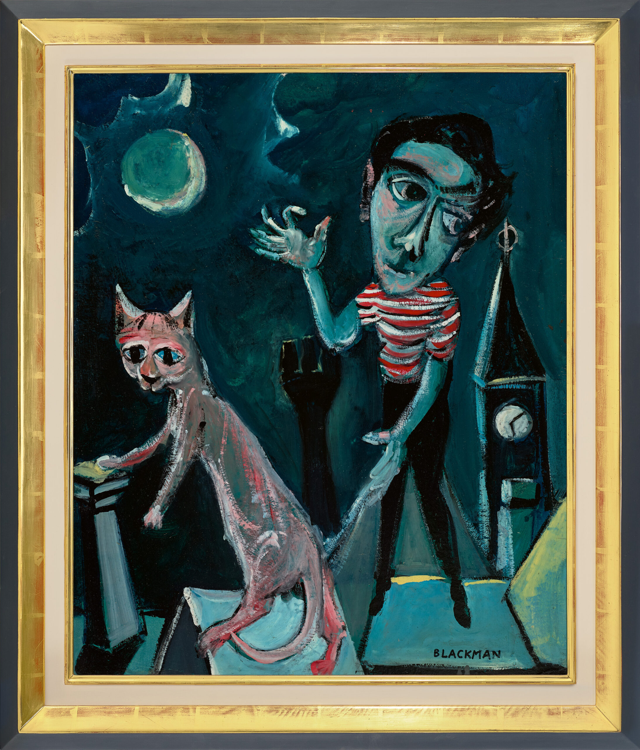 SELF PORTRAIT WITH CAT ON ROOFTOPS
