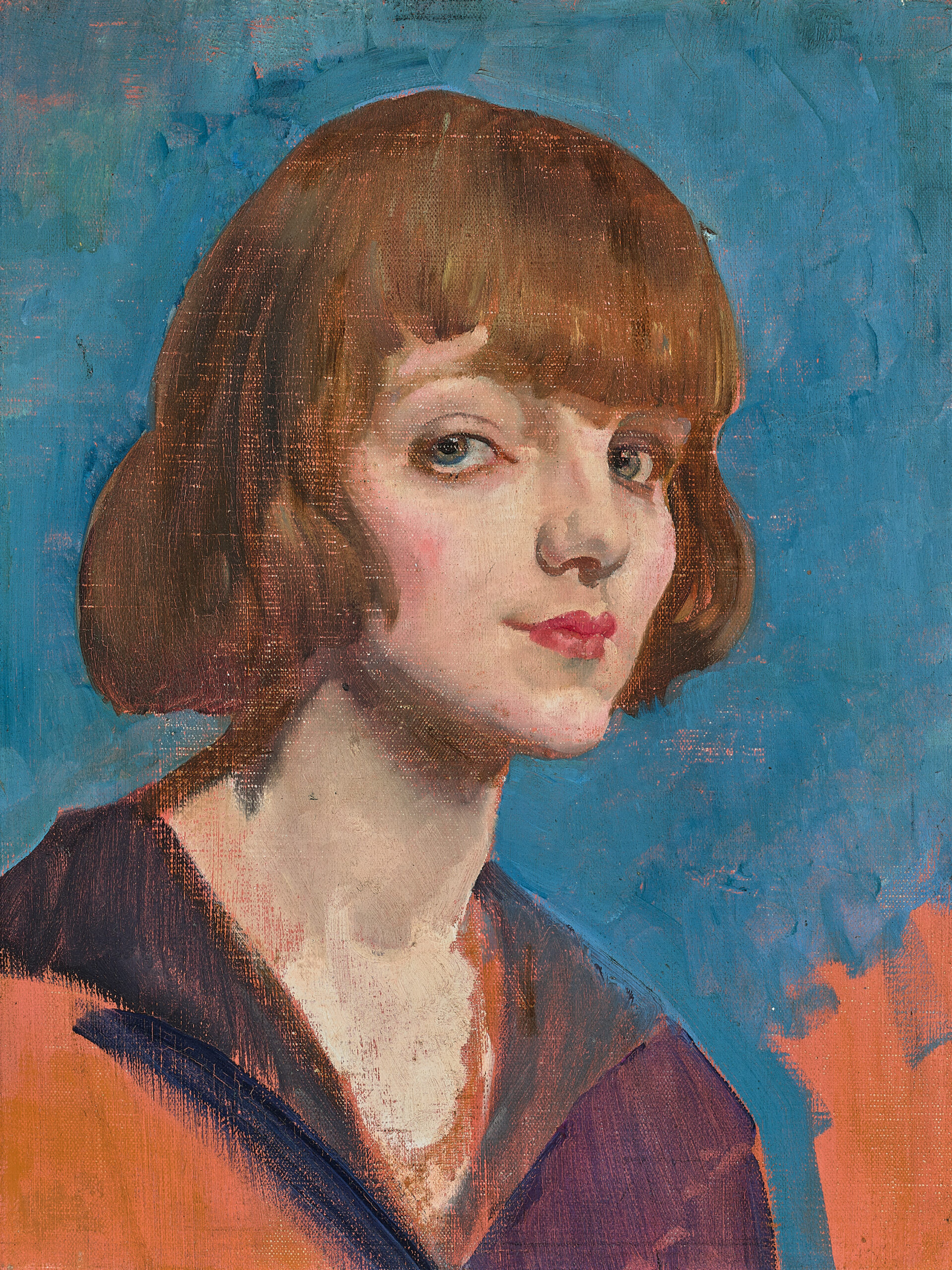 HEAD OF A GIRL WITH REDDISH BROWN HAIR