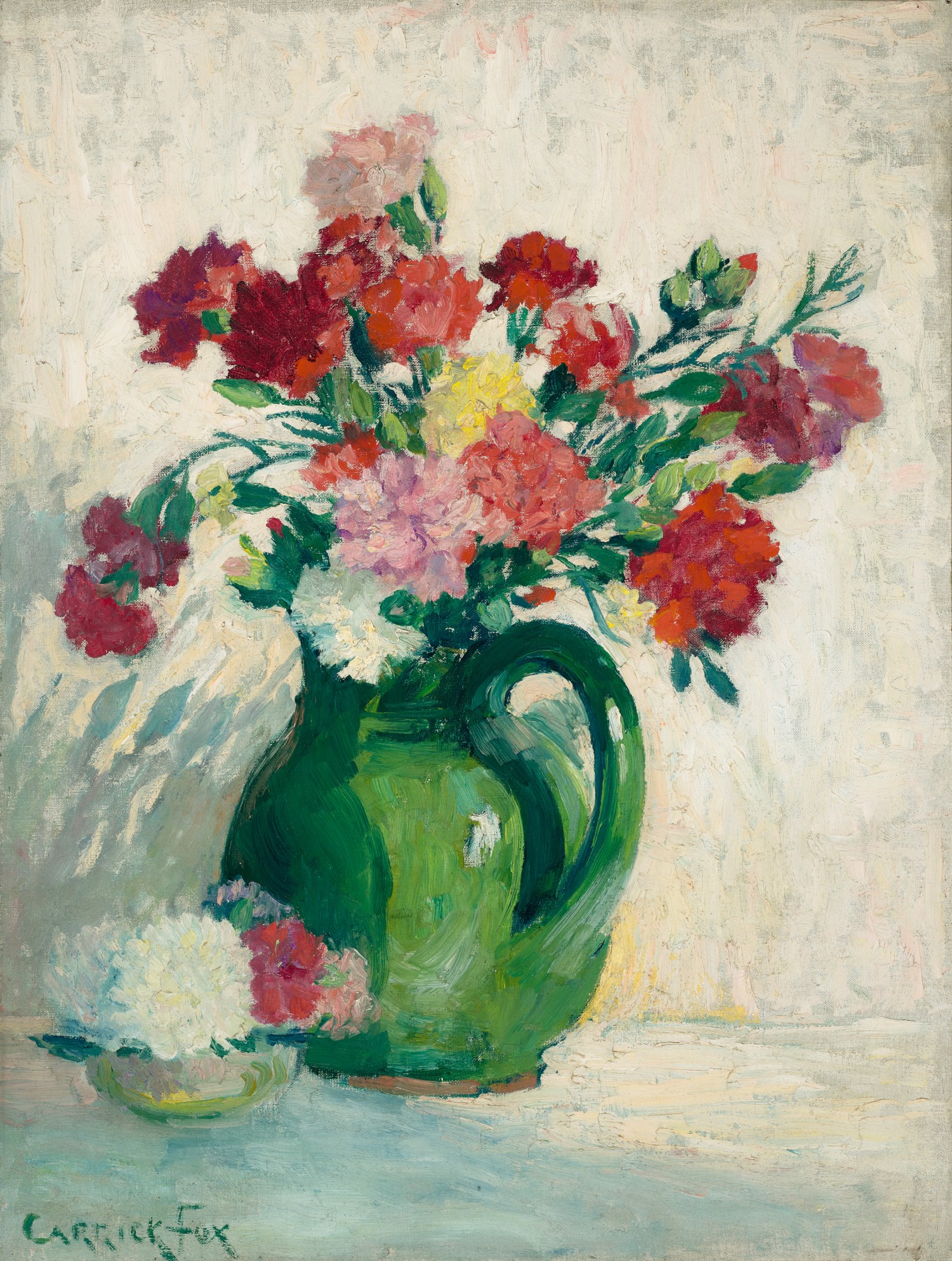 FLOWERS IN A GREEN JUG