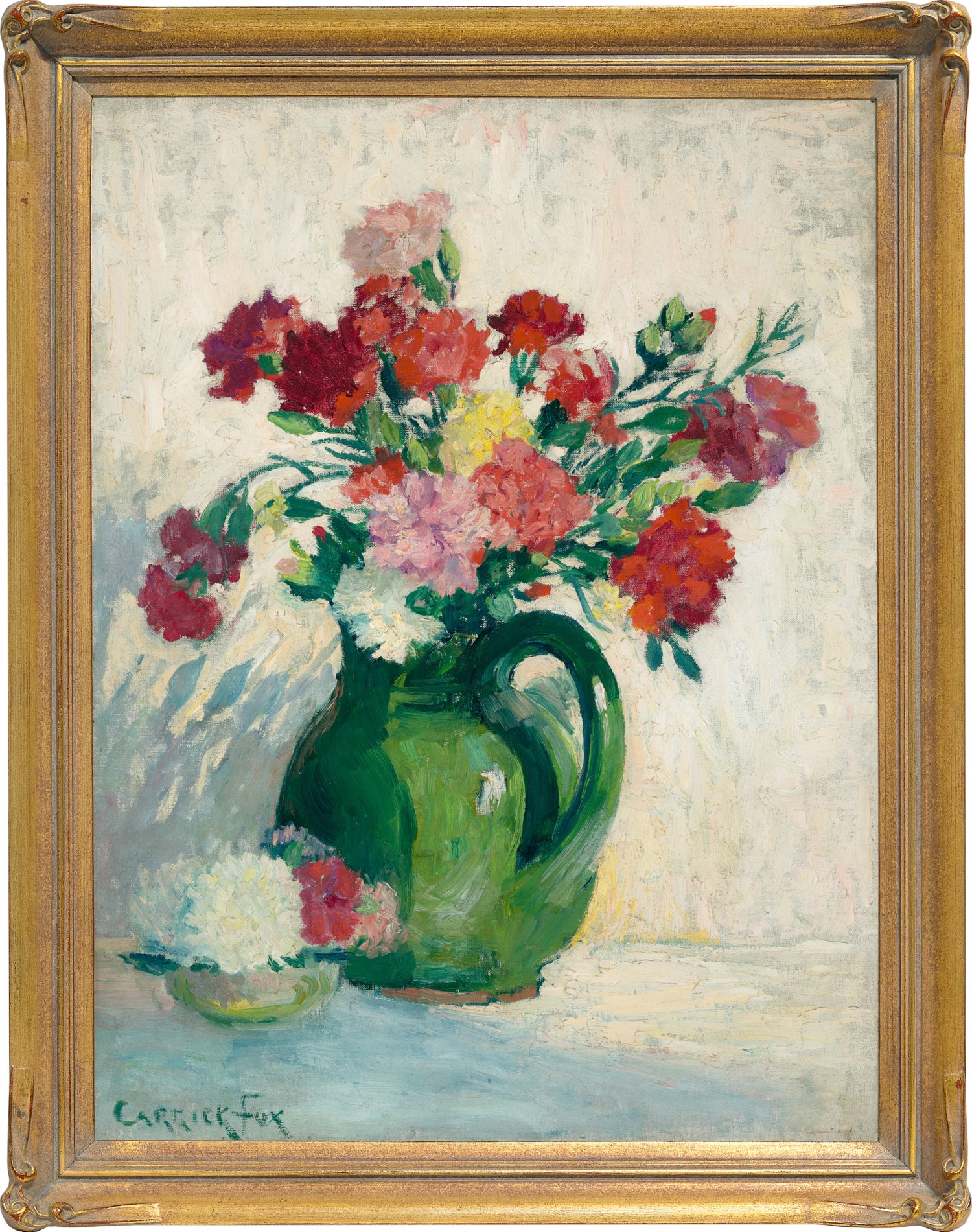 FLOWERS IN A GREEN JUG