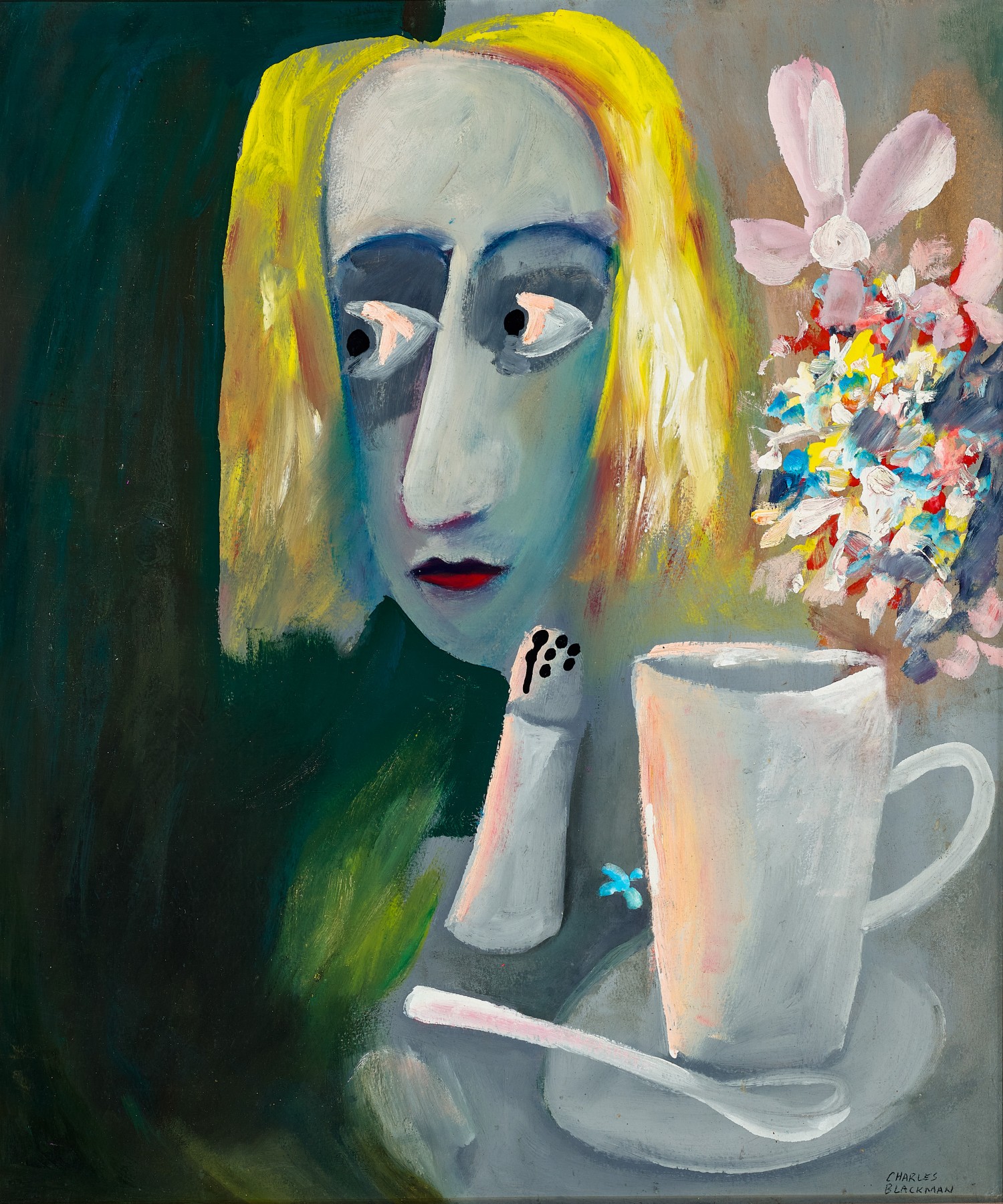 HEAD OF ALICE WITH CUP AND SAUCER