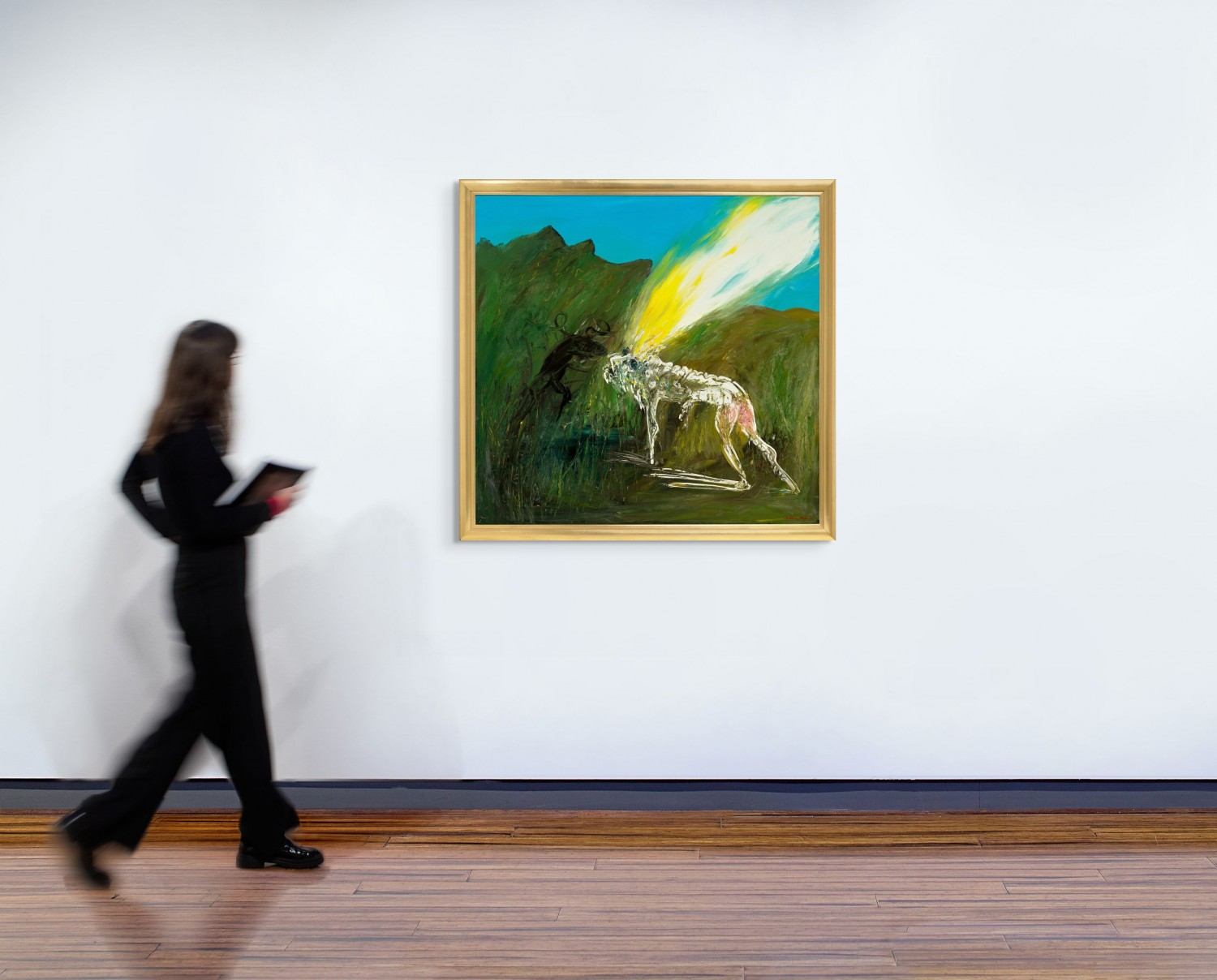 NEBUCHADNEZZAR BEING STRUCK BY LIGHTNING IN A ROCKY LANDSCAPE WITH BLACK RAM