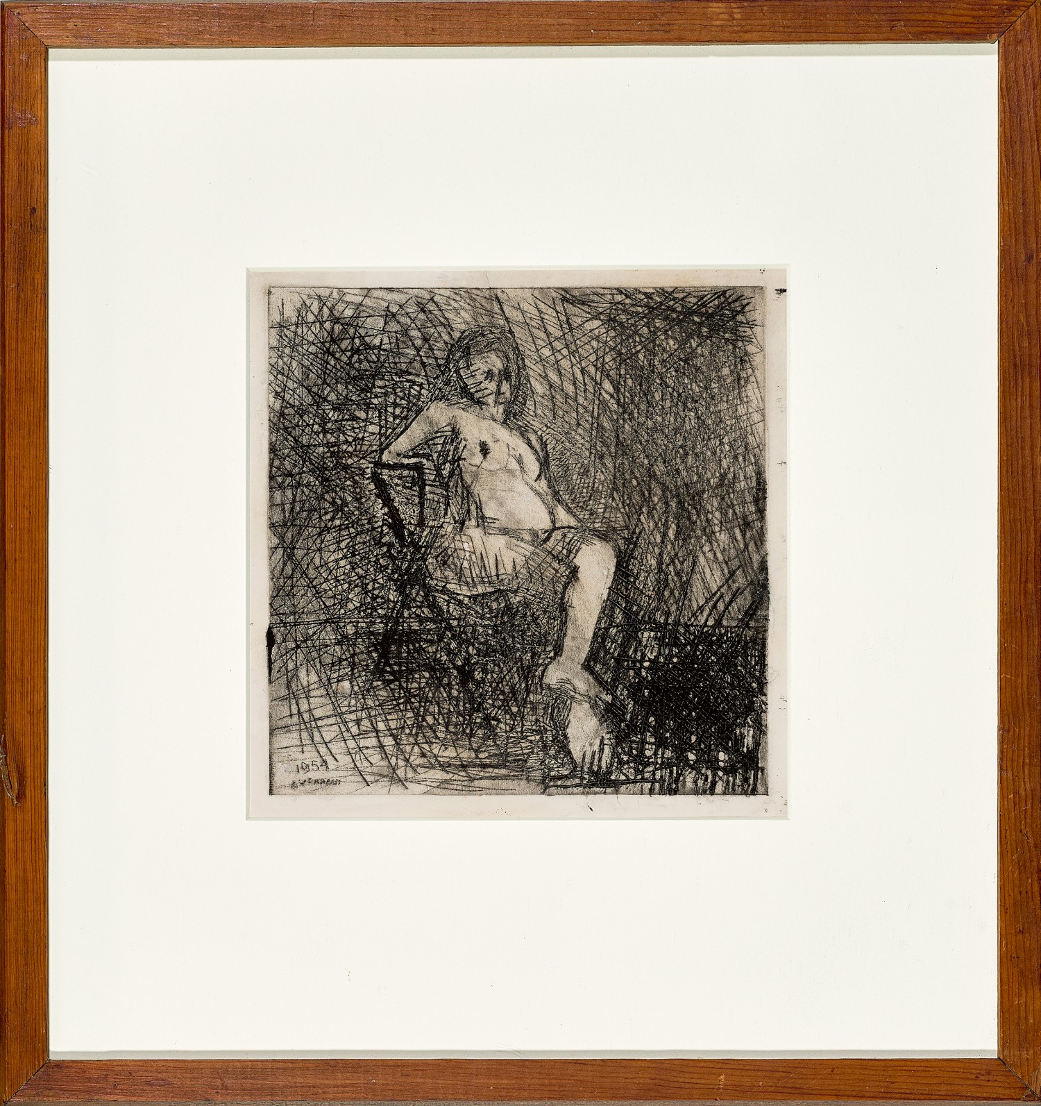 NUDE SEATED ON A FOLDING CHAIR
