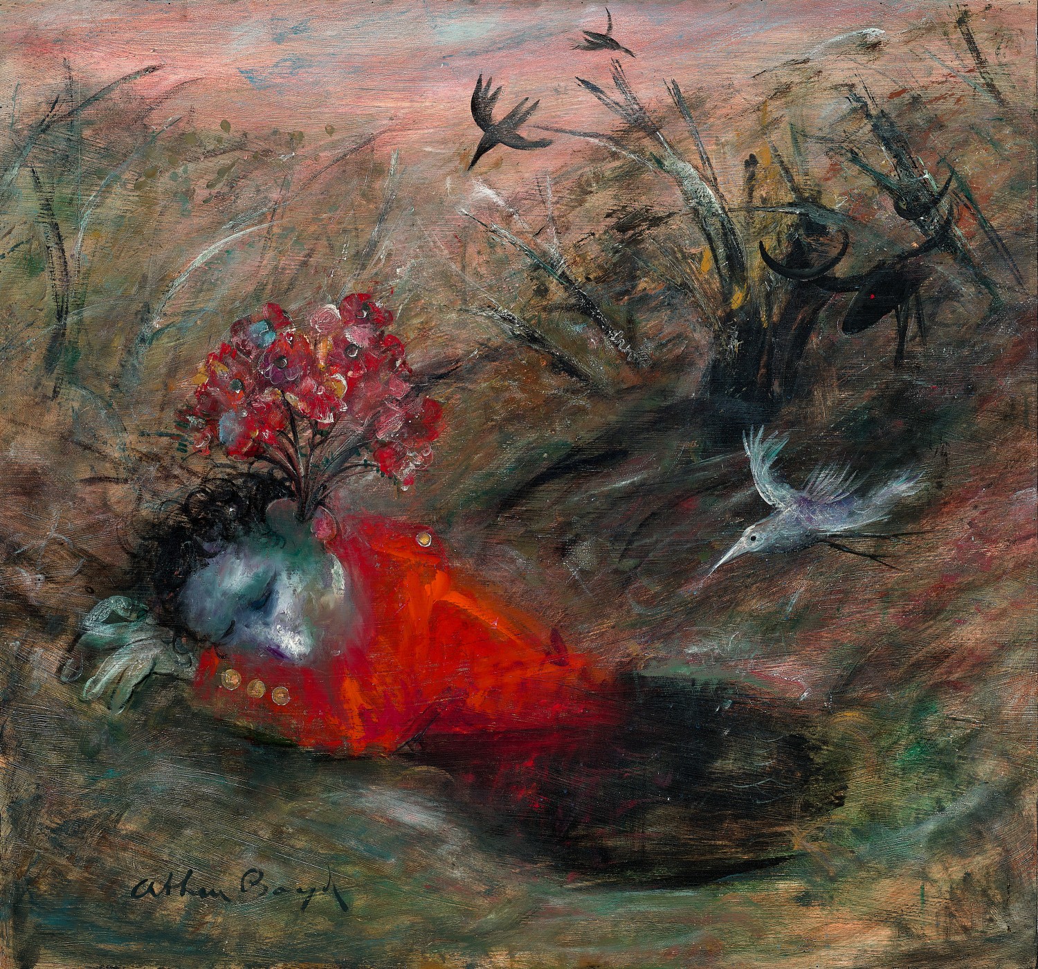 SLEEPING BRIDEGROOM WITH RED BOUQUET