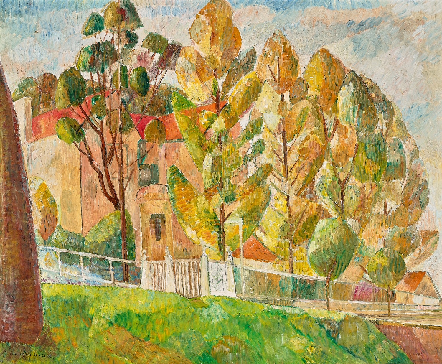 House with golden trees (Pink house)
