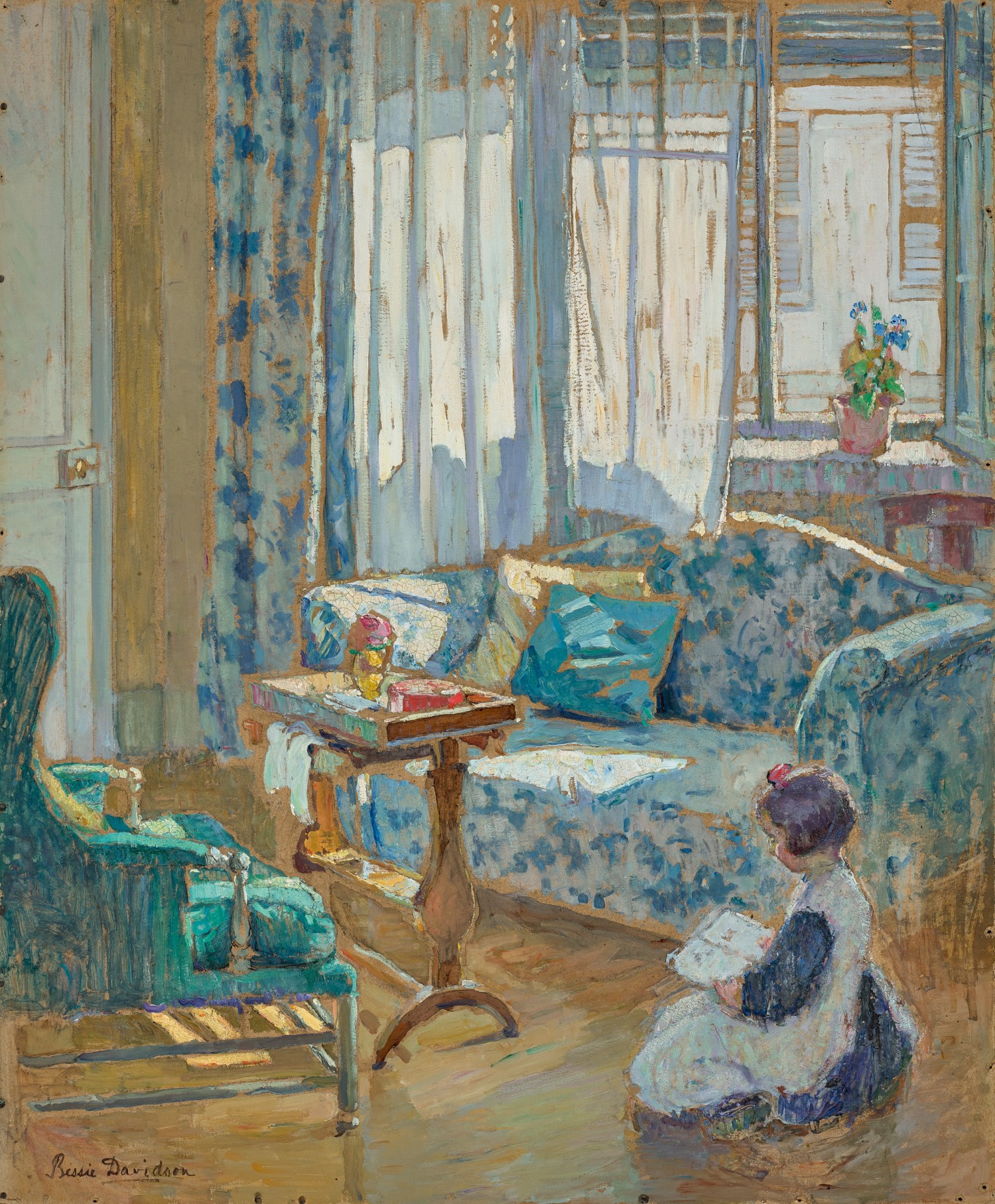 (Interior with girl reading)