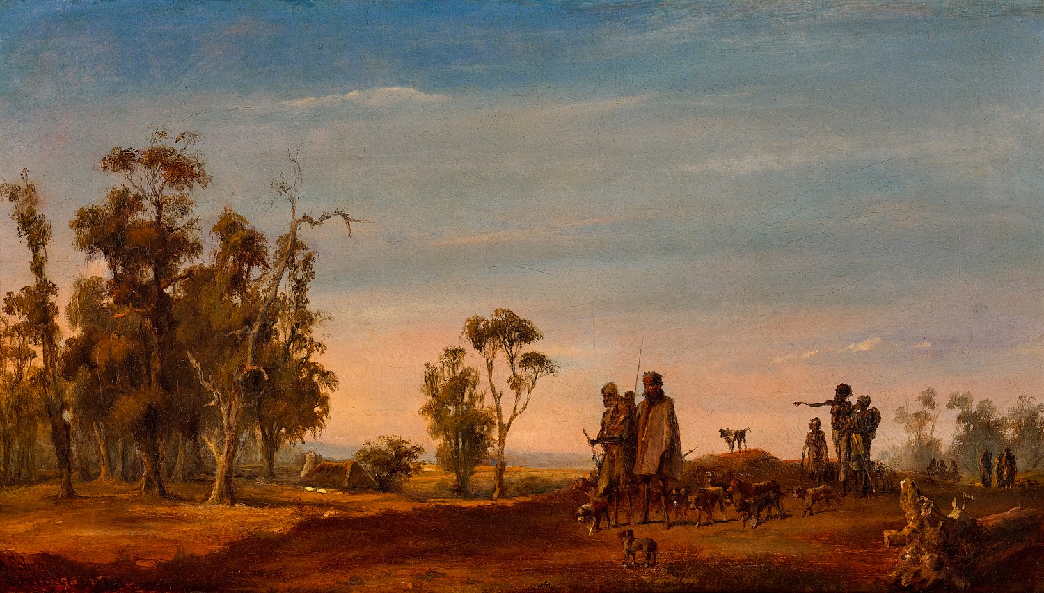 [Aboriginal group on the tramp, towards evening]