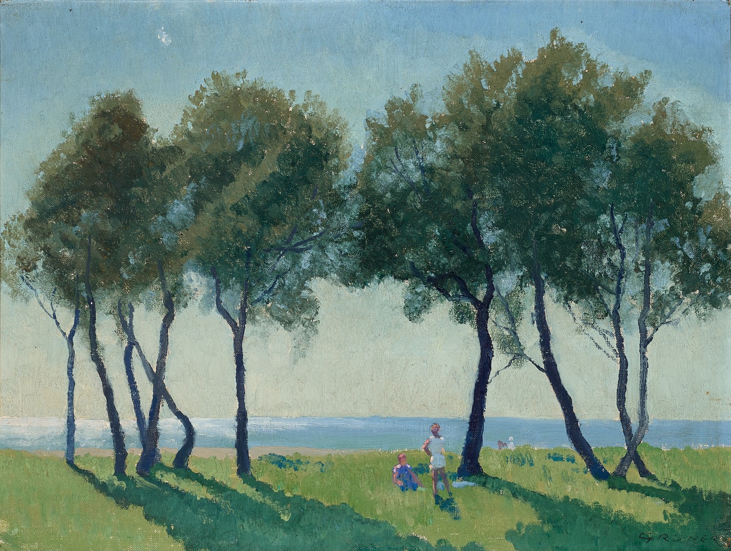Figures by the shore
