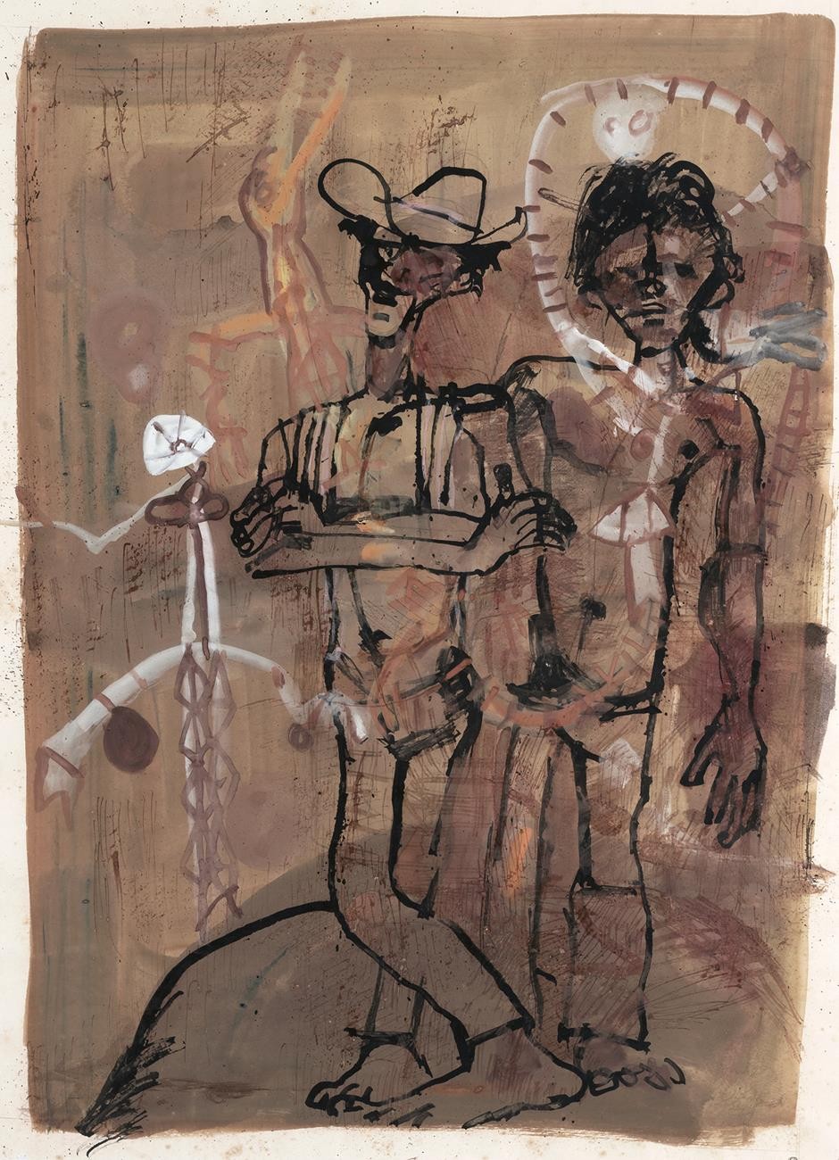ABORIGINALS IN CAVE PAINTINGS, ARNHEM LAND