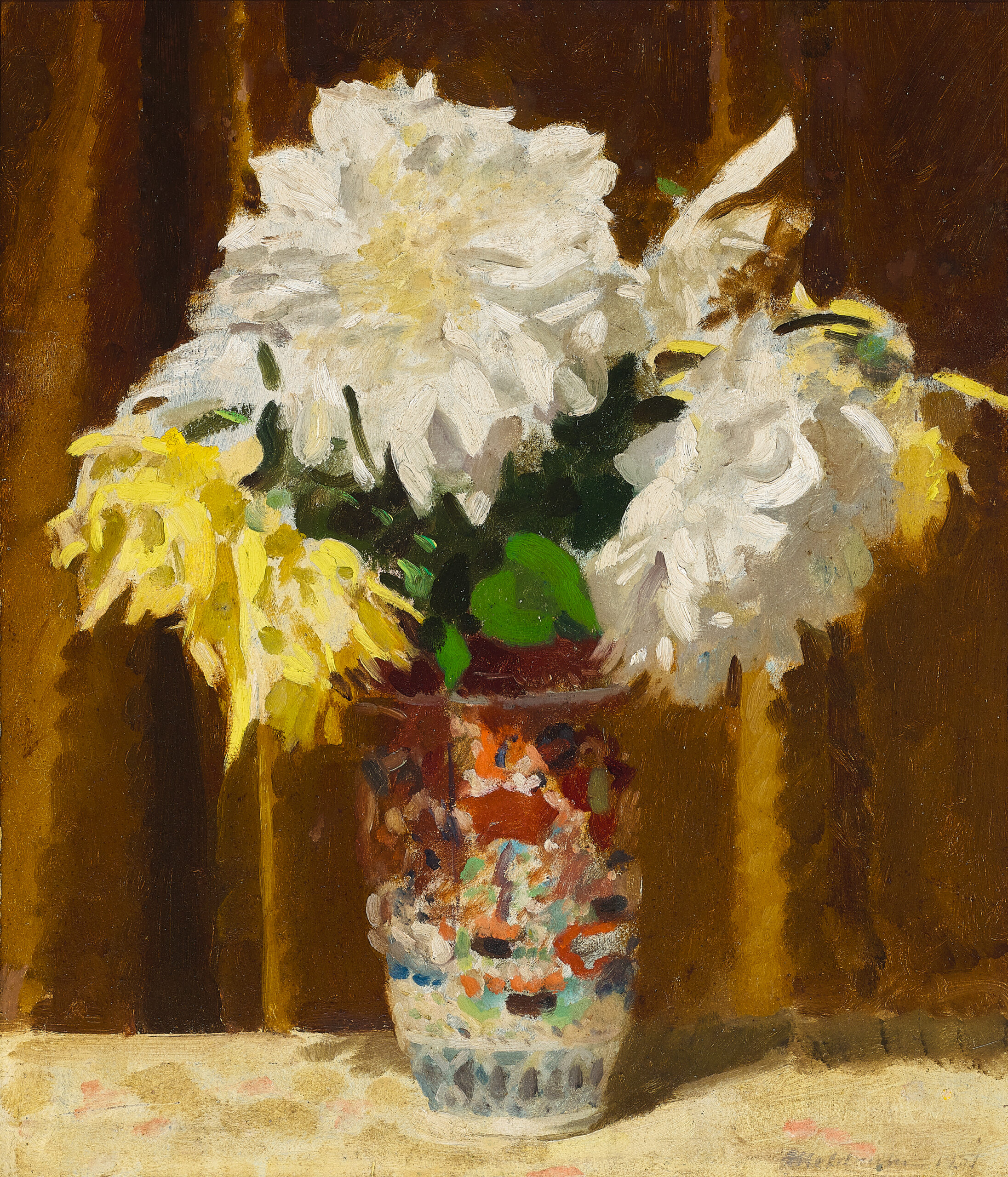 DAHLIAS IN A CHINESE VASE