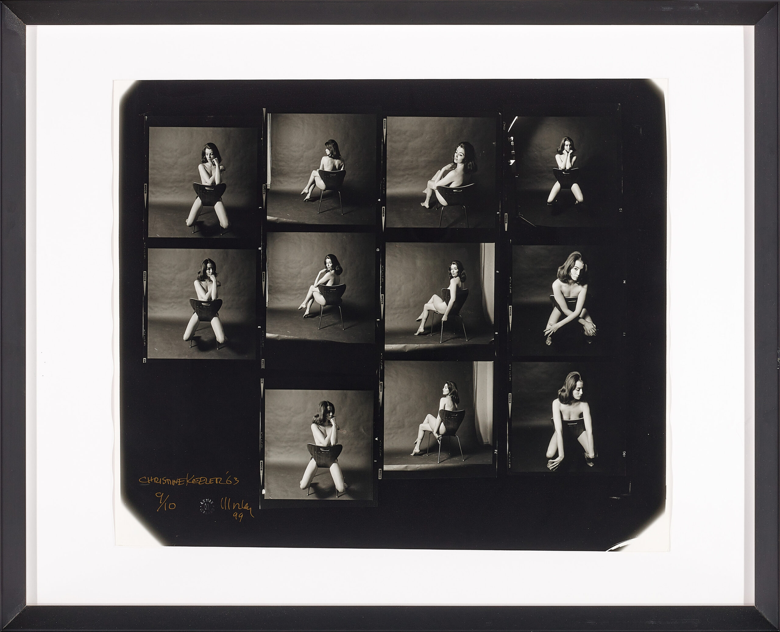 Enlarged Christine Keeler proof sheet