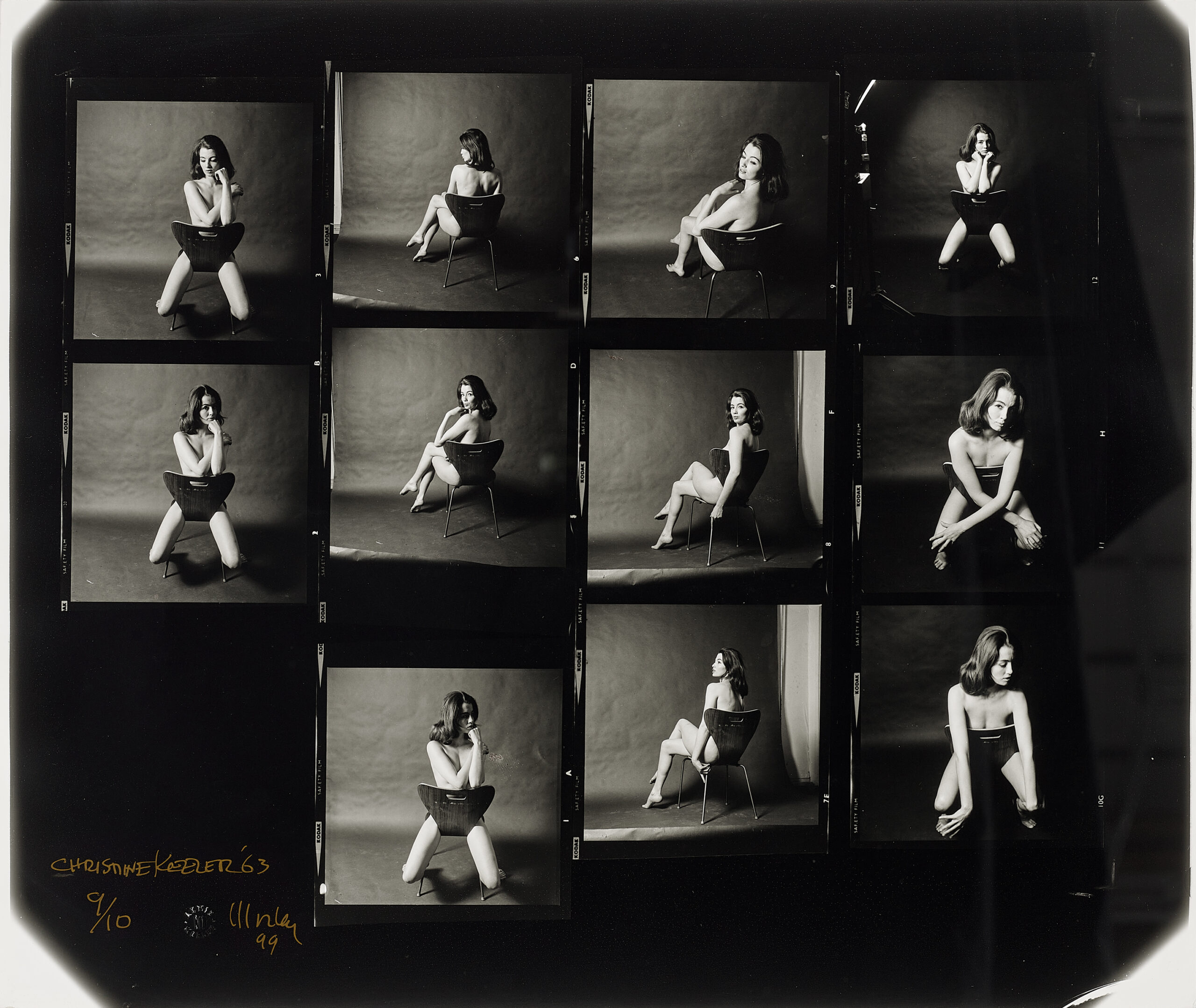Enlarged Christine Keeler proof sheet
