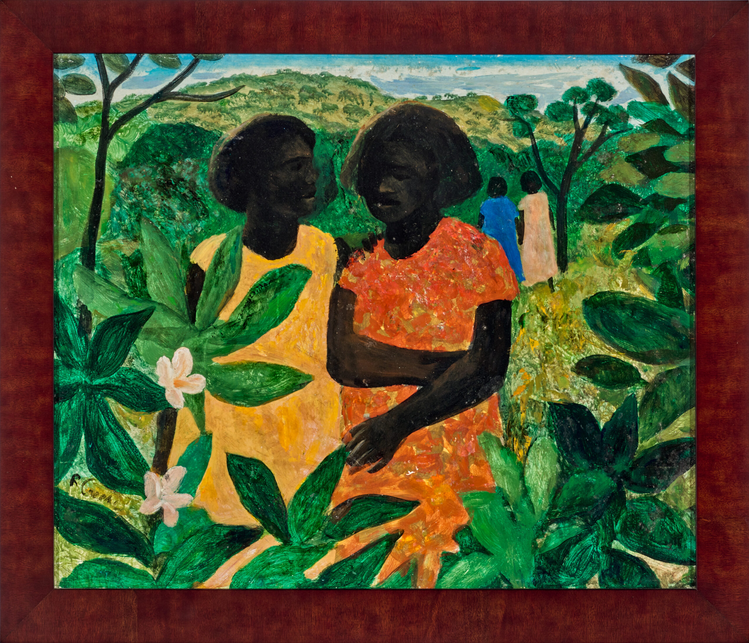 Islander women with Frangipani Tree