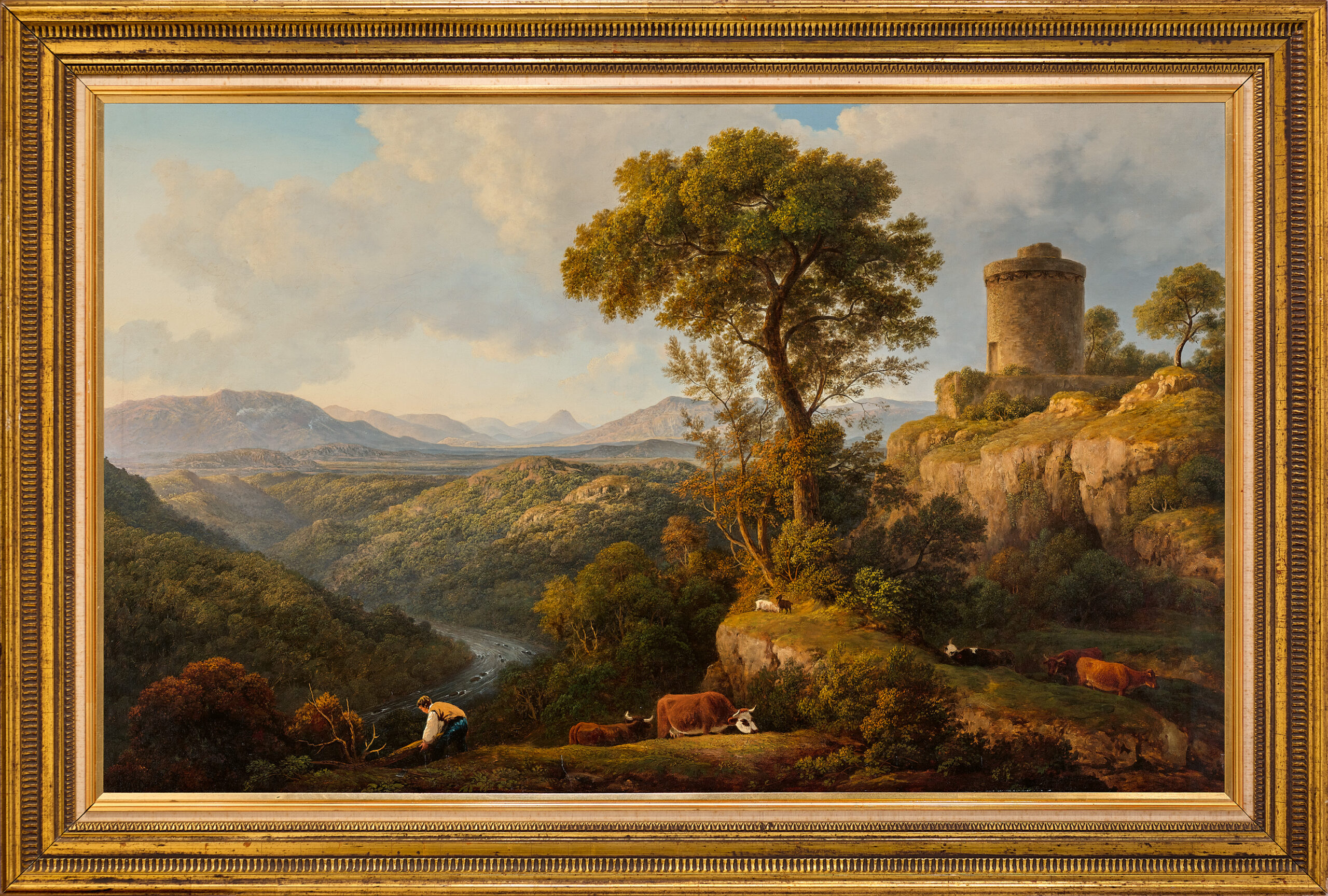 Classical landscape with tower