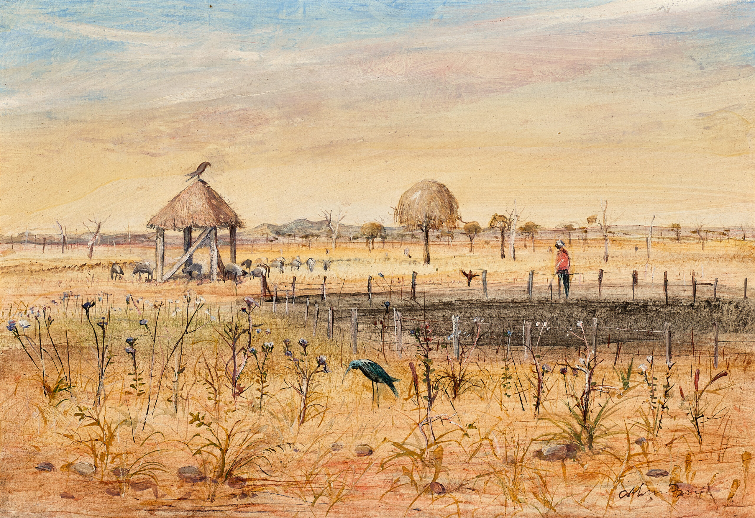 Wimmera landscape with dam and shelter