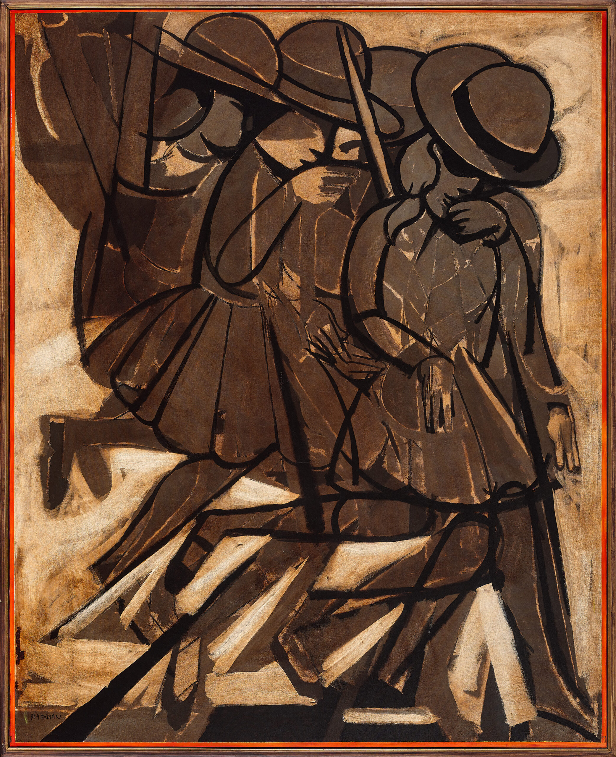 Schoolgirls descending a staircase