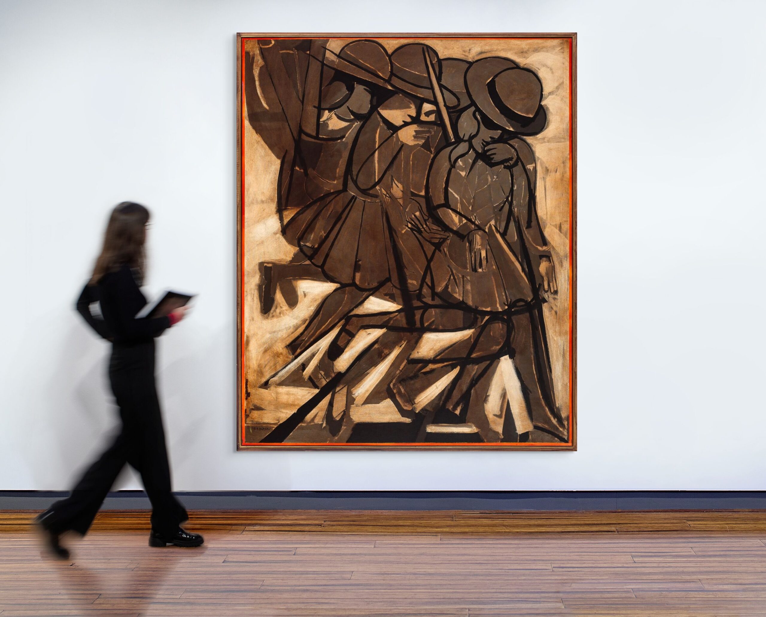 Schoolgirls descending a staircase