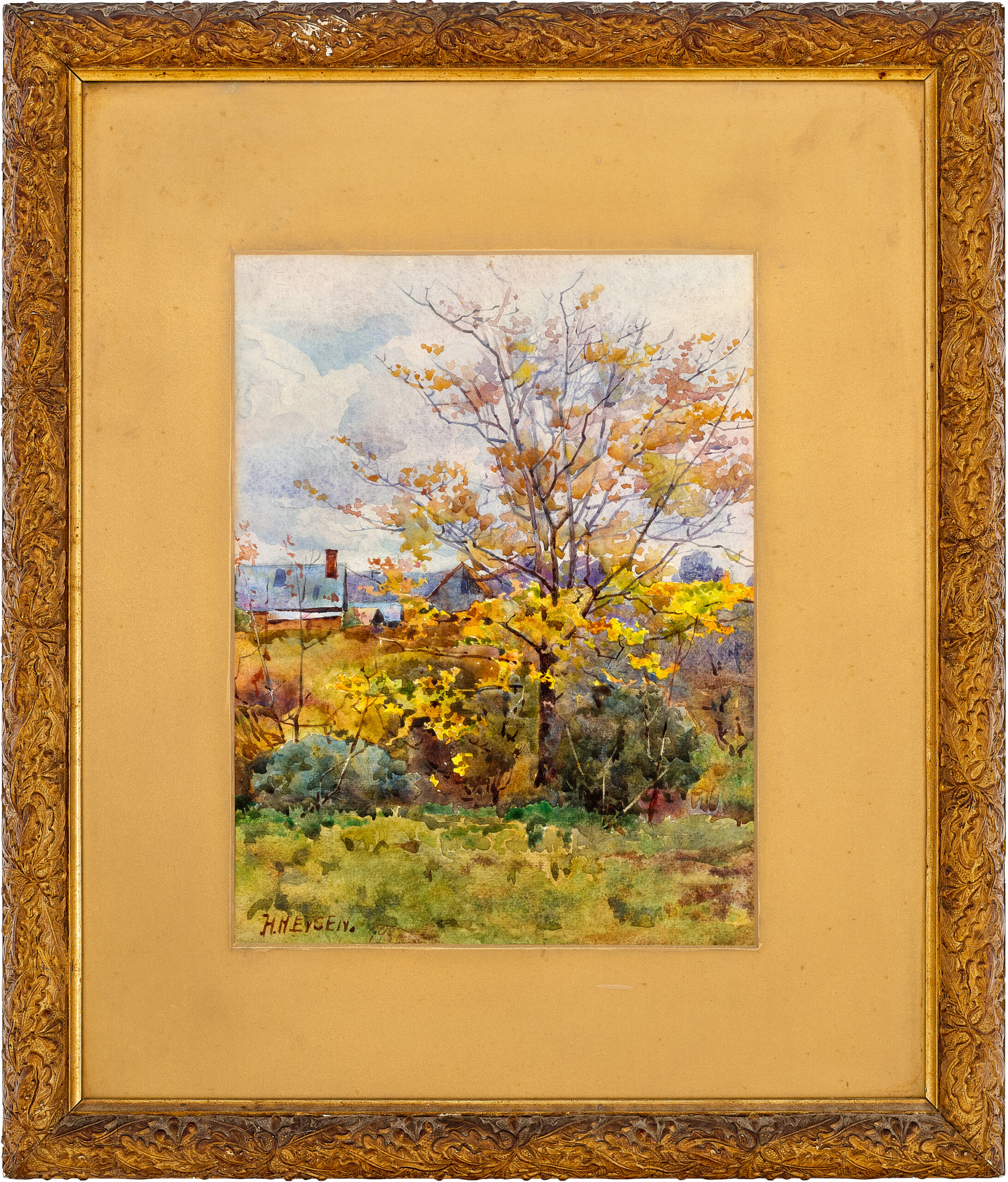 Autumn landscape with house