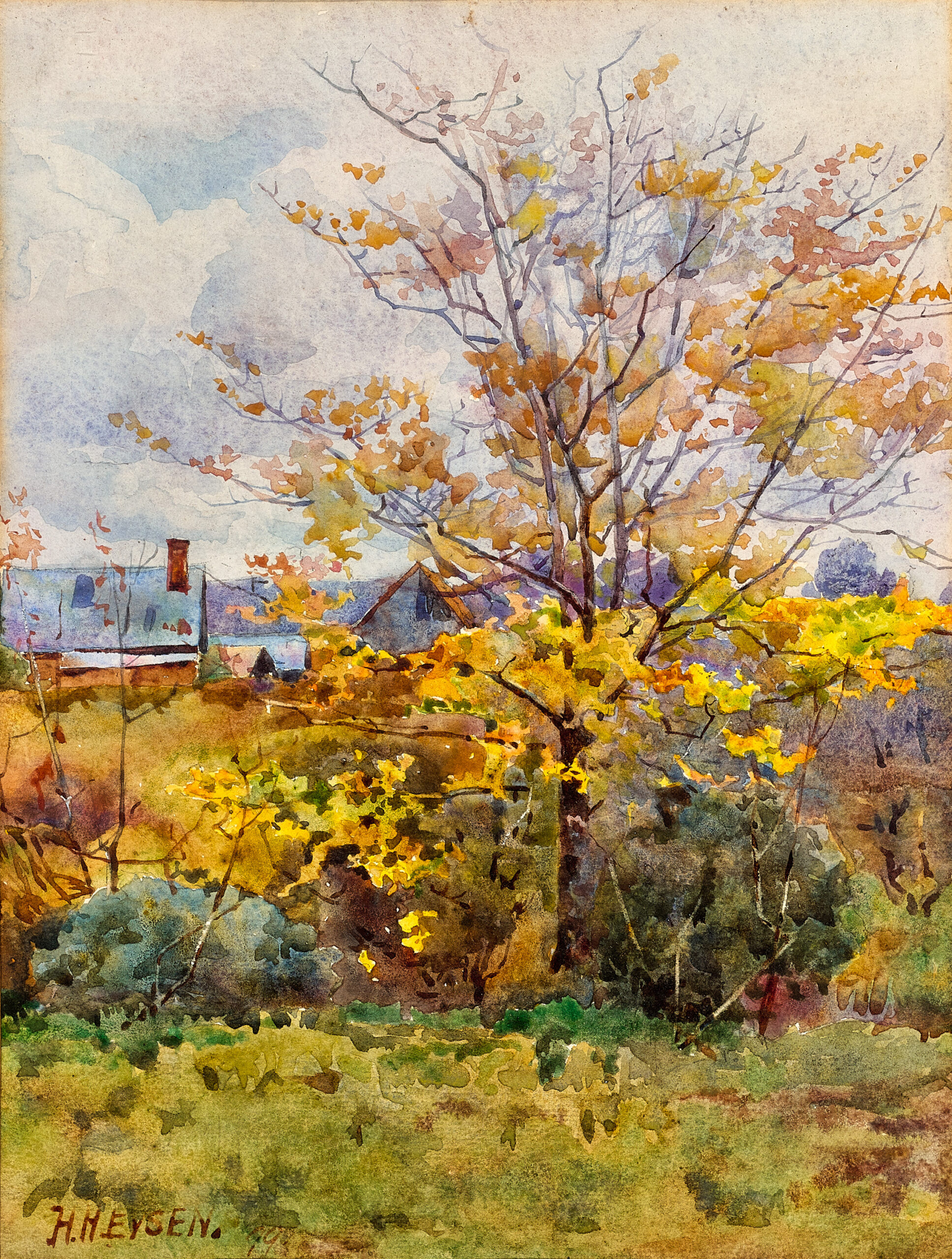 Autumn landscape with house