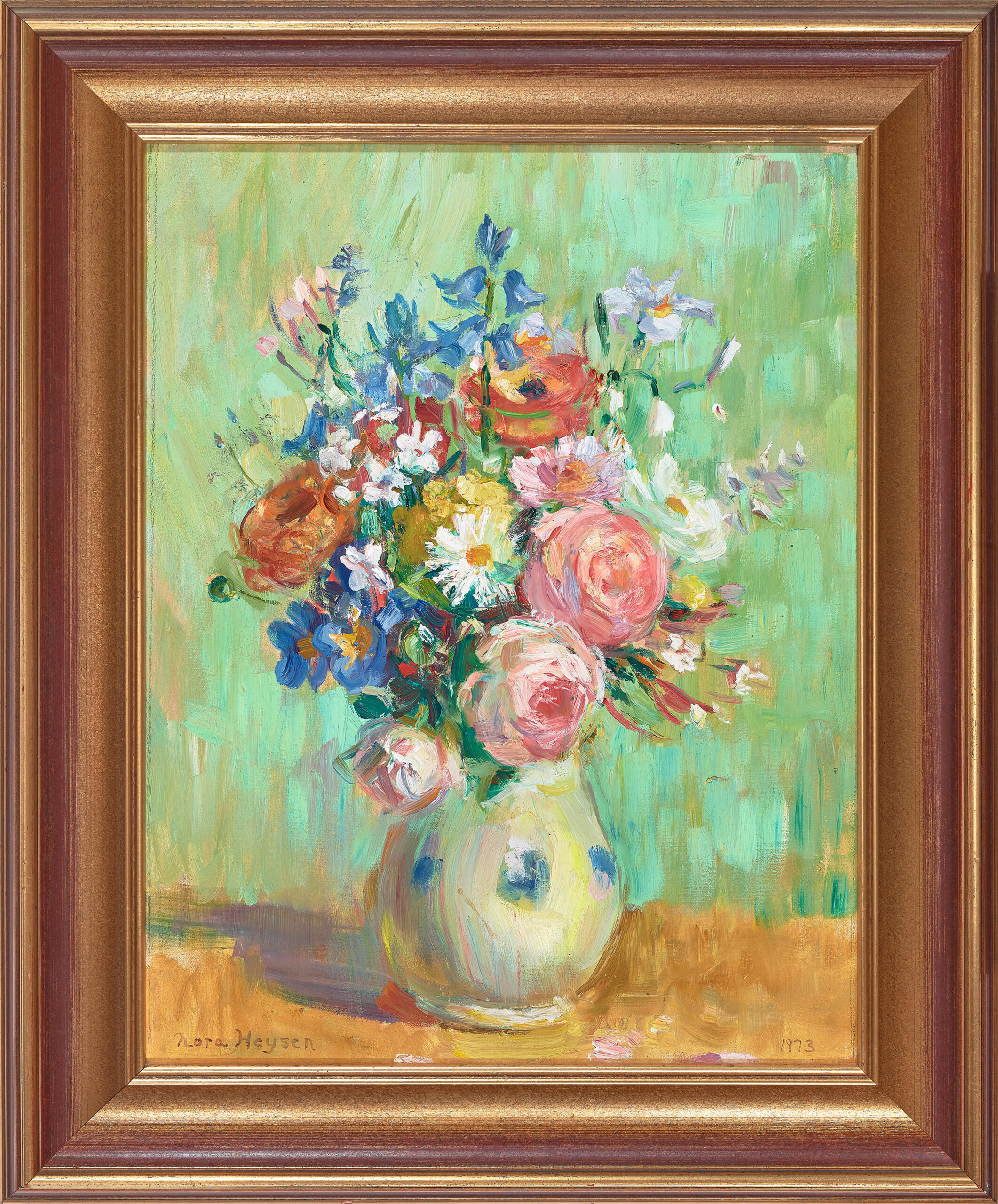 MIXED FLOWERS IN A JUG (VERSO: STILL LIFE WITH PINEAPPLE)