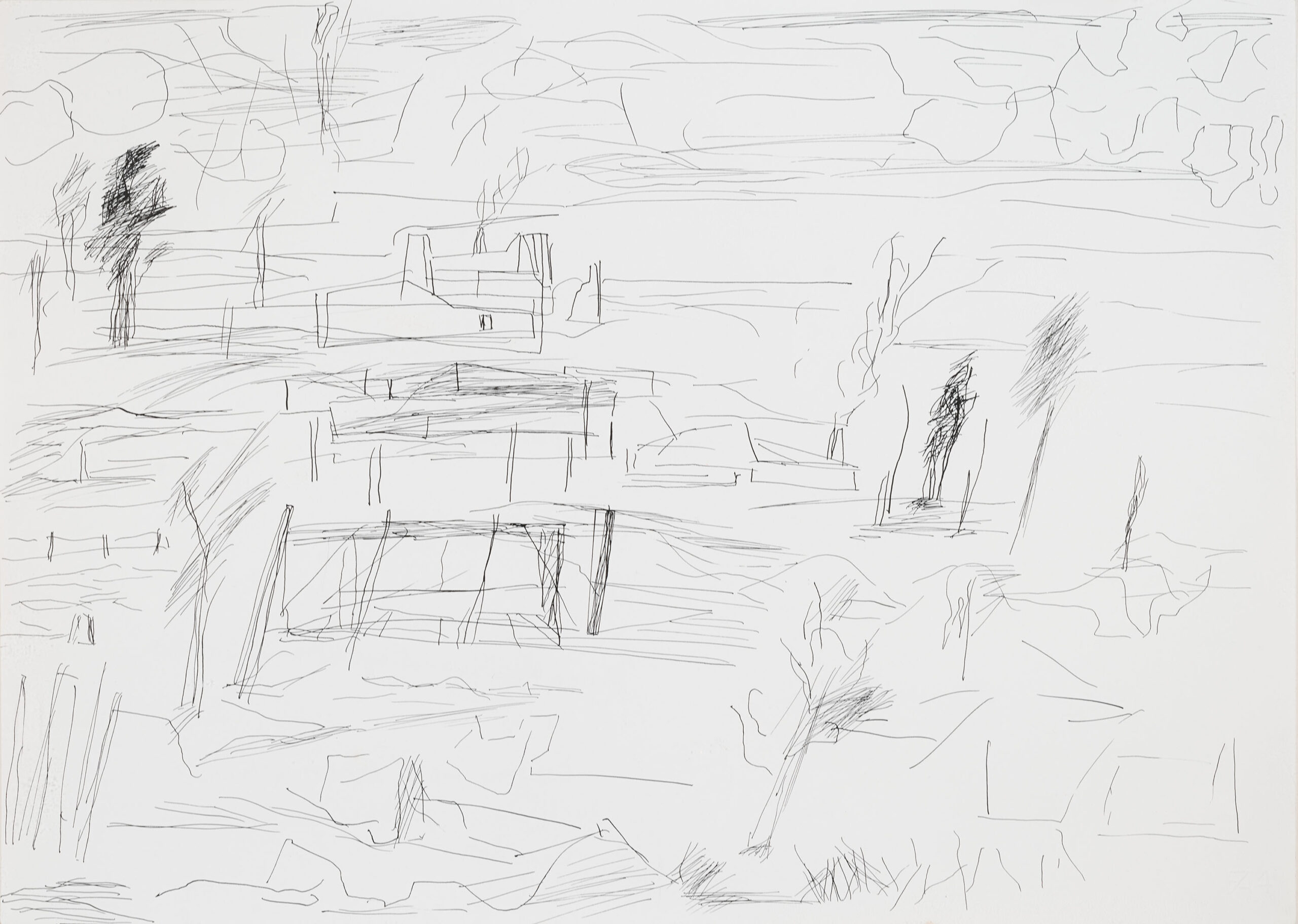 FENCE POSTS AND LIGHT AND SMOKE