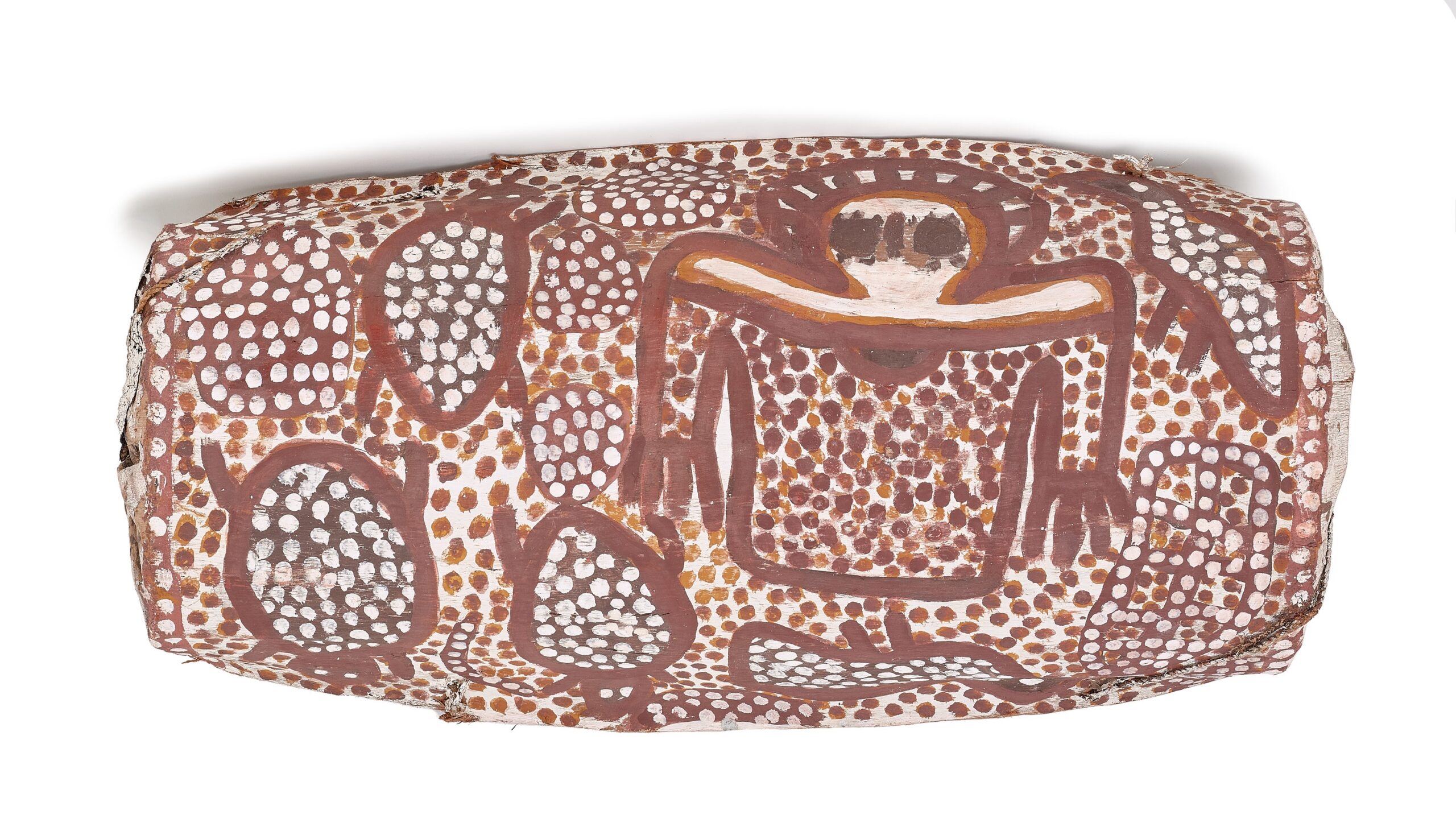 BARK CARRYING VESSEL WITH WANDJINA FIGURES