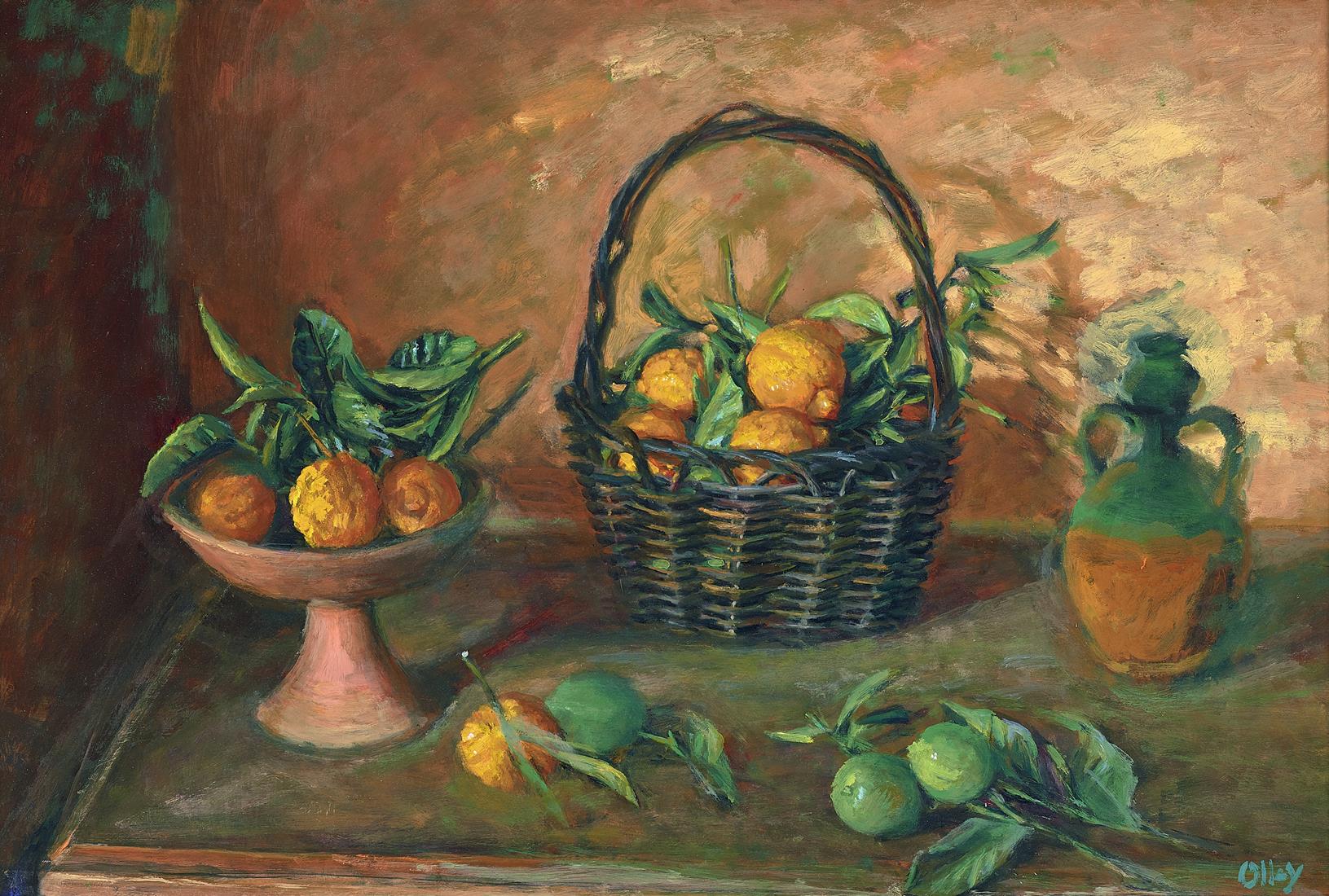 BUSH LEMONS IN A BLACK BASKET
