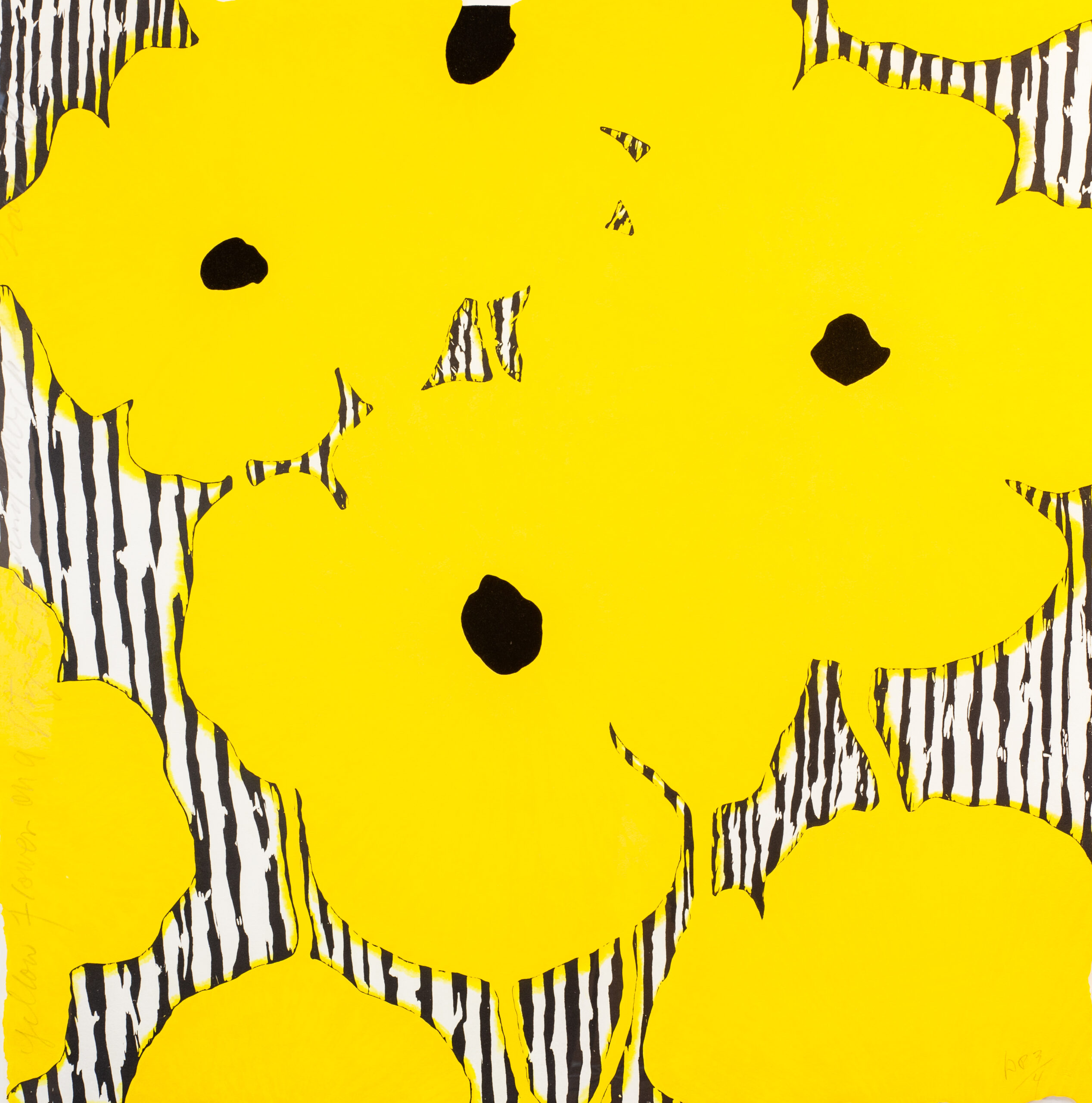 YELLOW FLOWERS ON A STRIPED GROUND