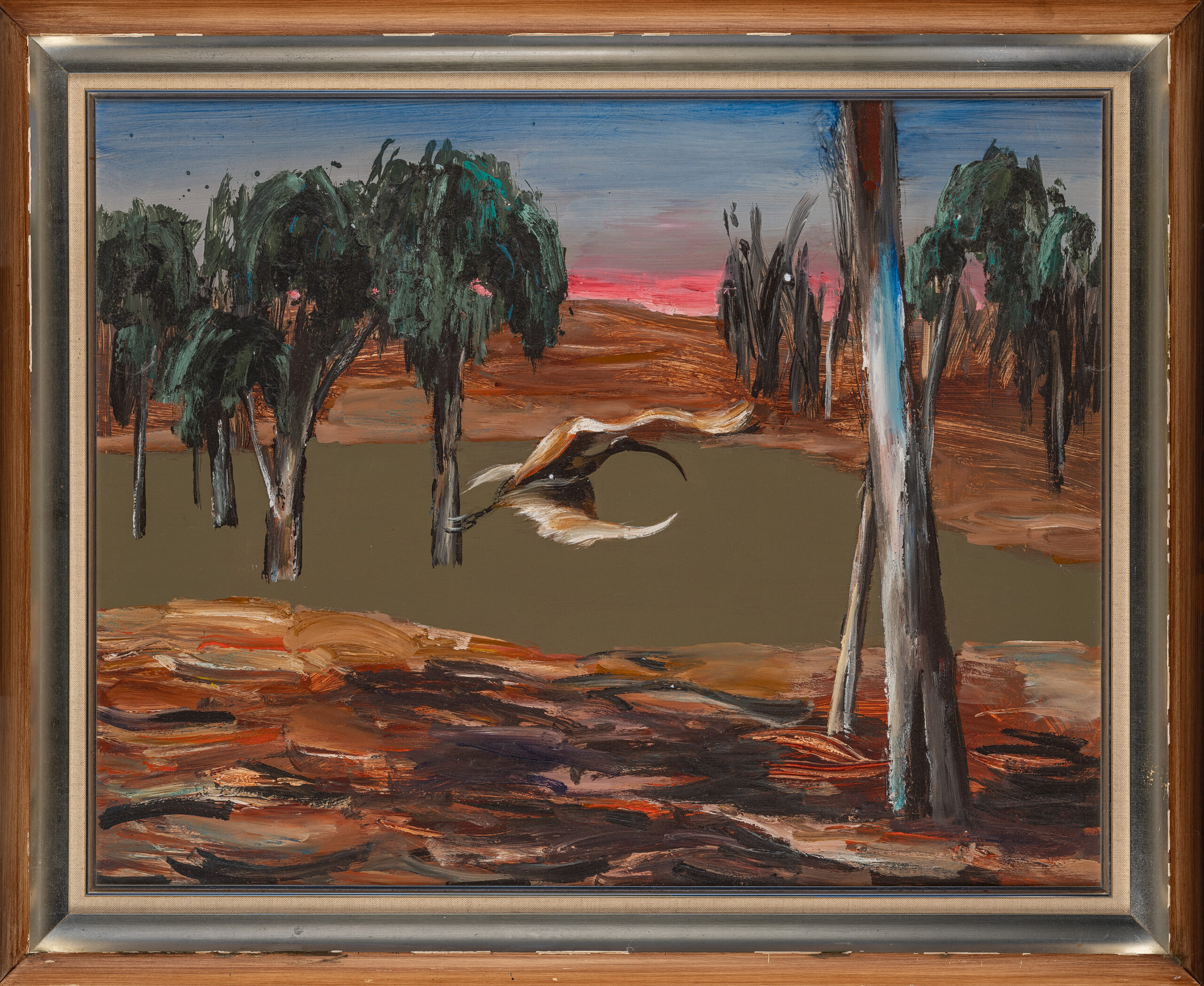 IBIS OVER WATERHOLE