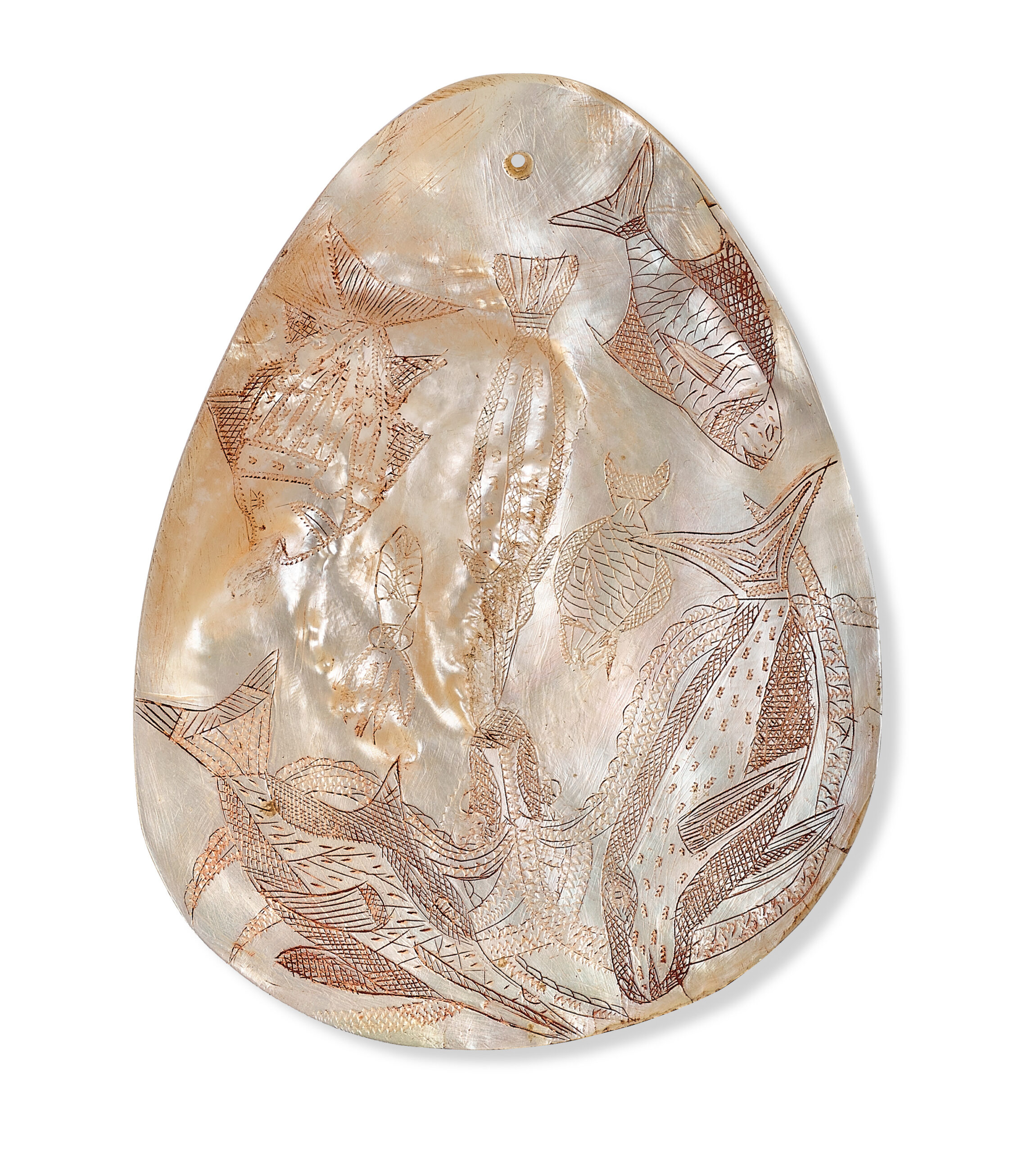 A pair of Western Australian pearl shell pendants (Riji and Jakoli)