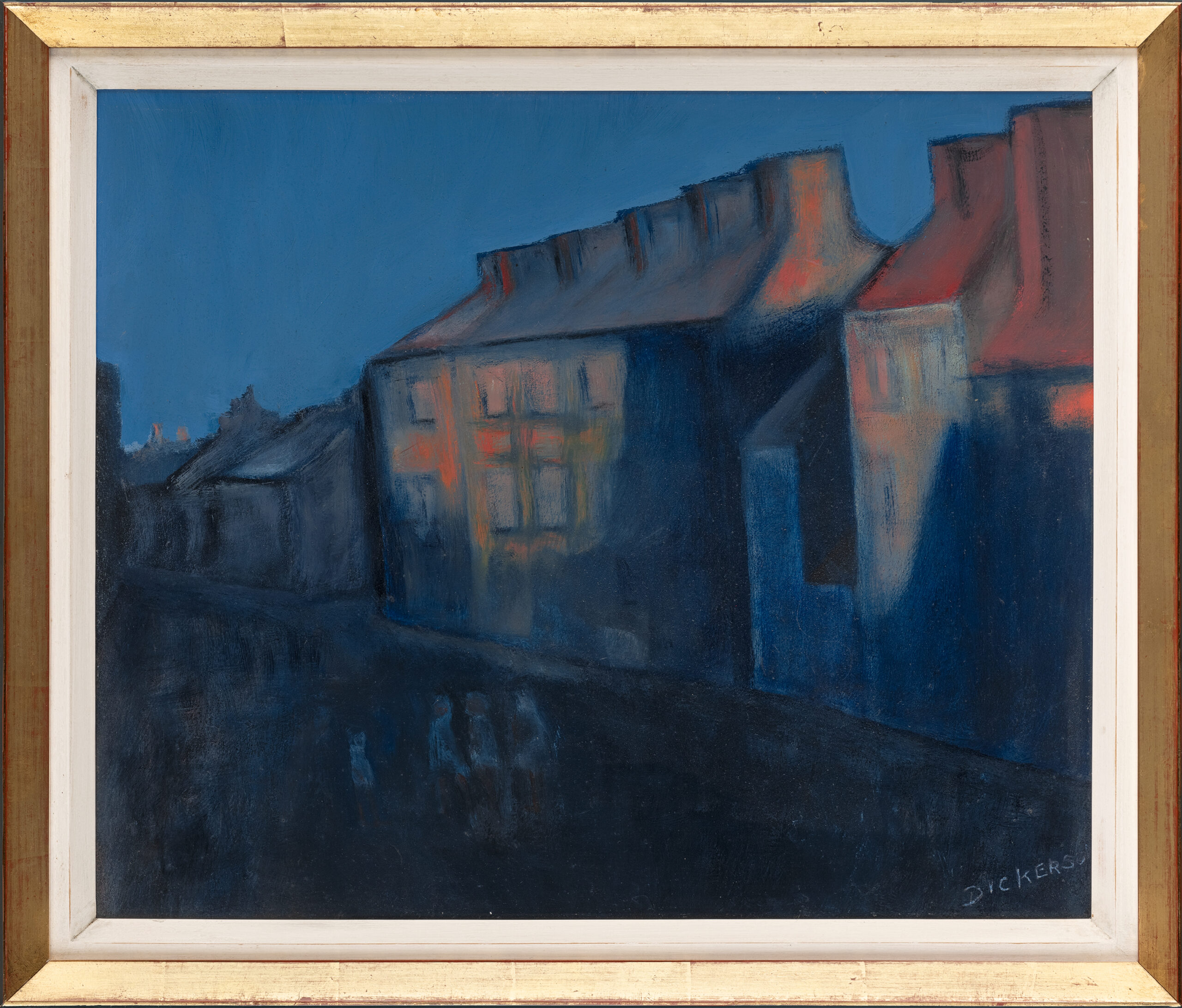 Figures in the street at night