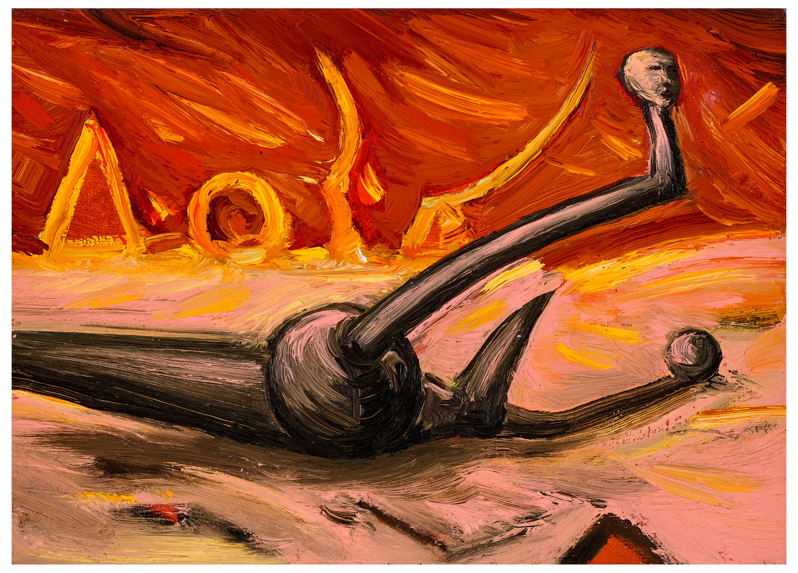 UNTITLED (PINK ORANGE LANDSCAPE WITH SYMBOLS)