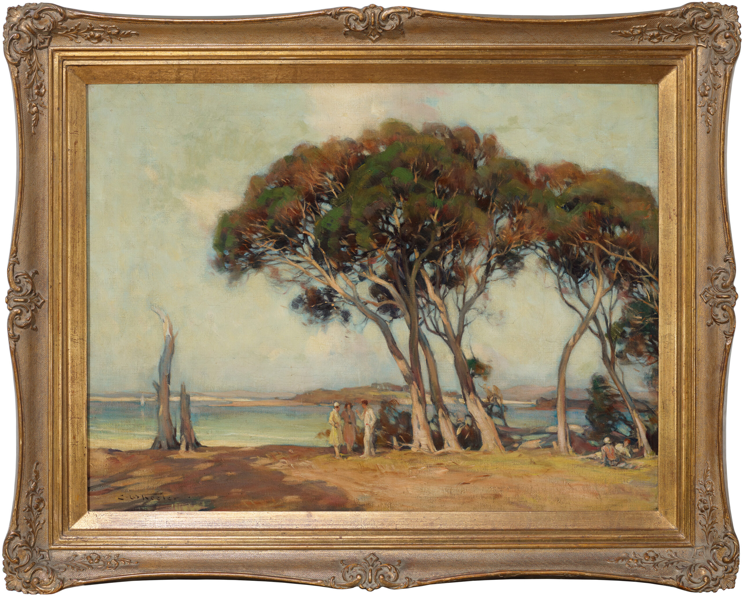 COASTAL SCENE WITH INLET AND FIGURES