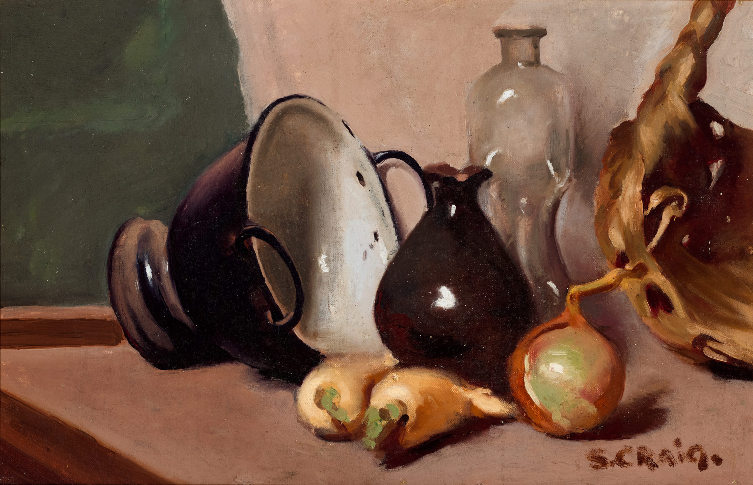 STILL LIFE WITH VASE, TURNIP AND VEGETABLES