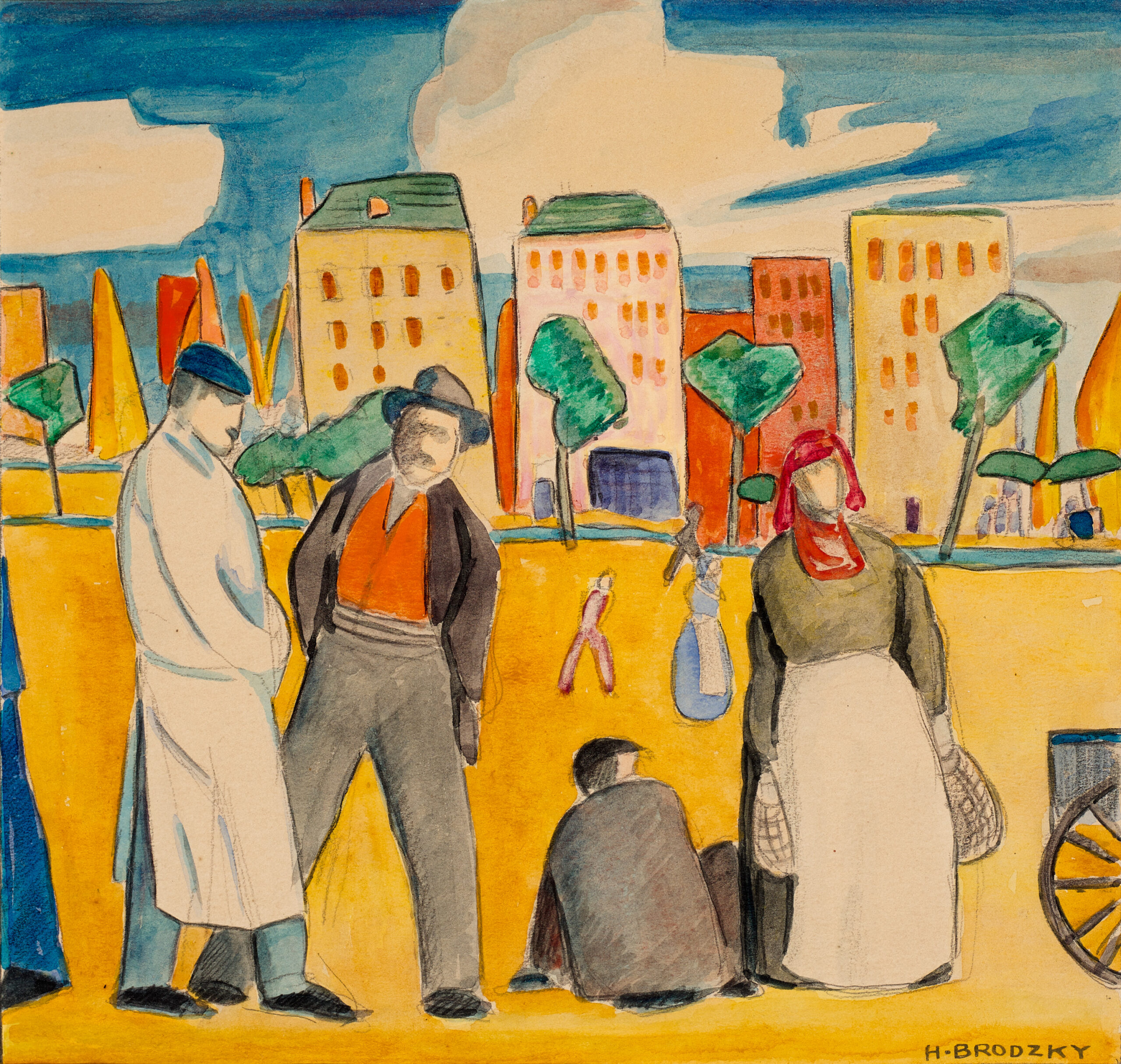 FIGURES IN A CITY SQUARE