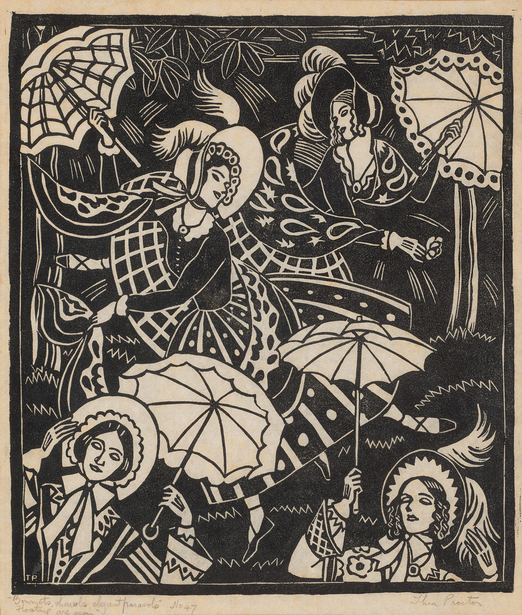 Bonnets, shawls, elegant parasols